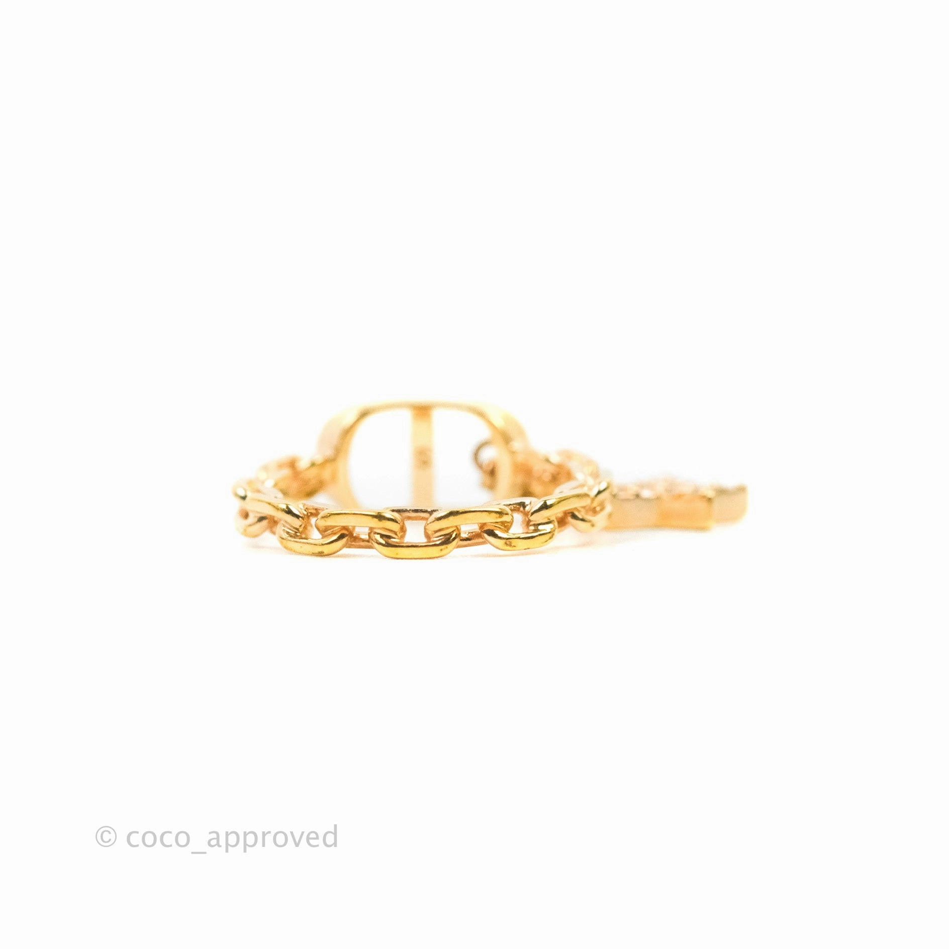 Christian Dior Crystal Petit CD Star Charm Rings Pink Gold