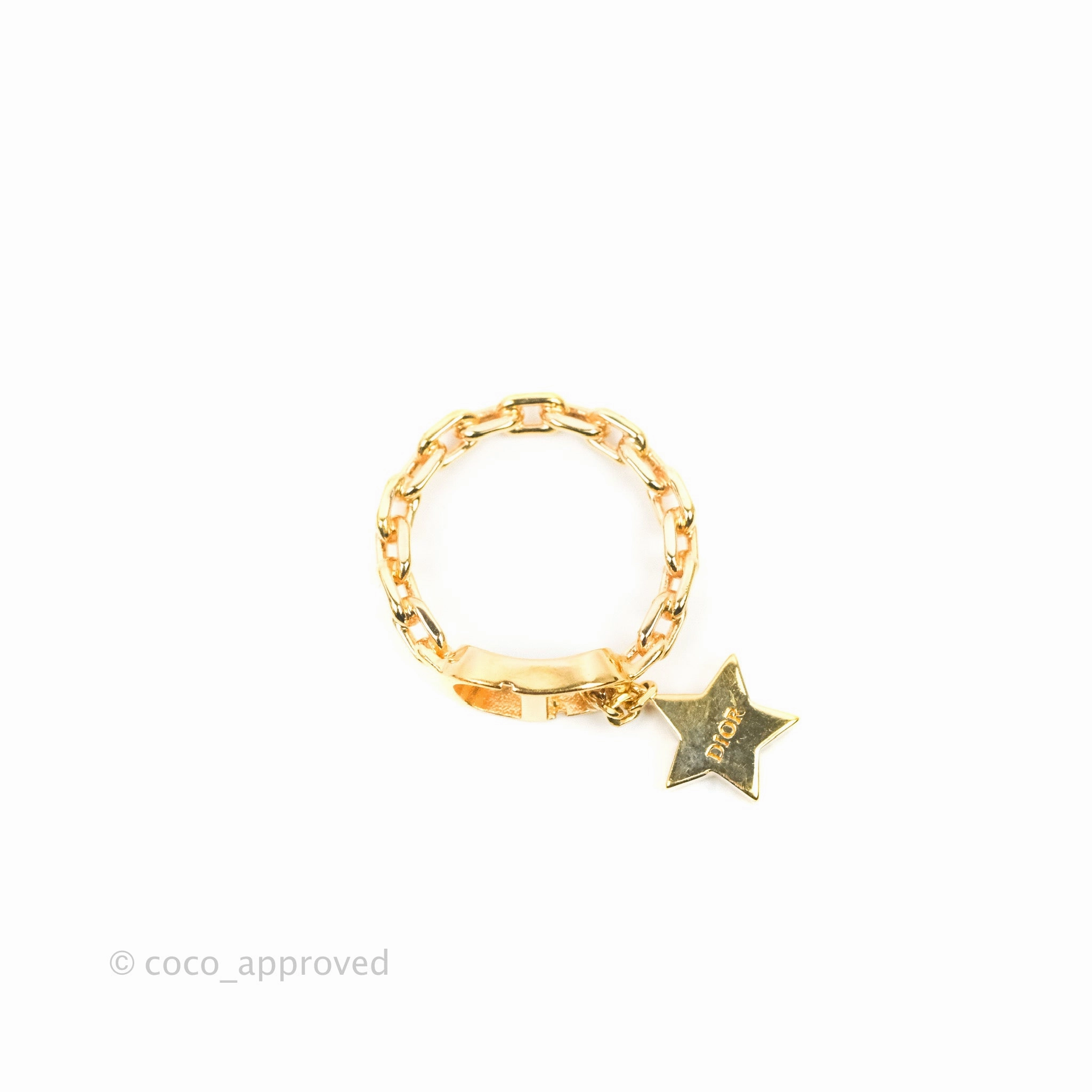 Christian Dior Crystal Petit CD Star Charm Rings Pink Gold
