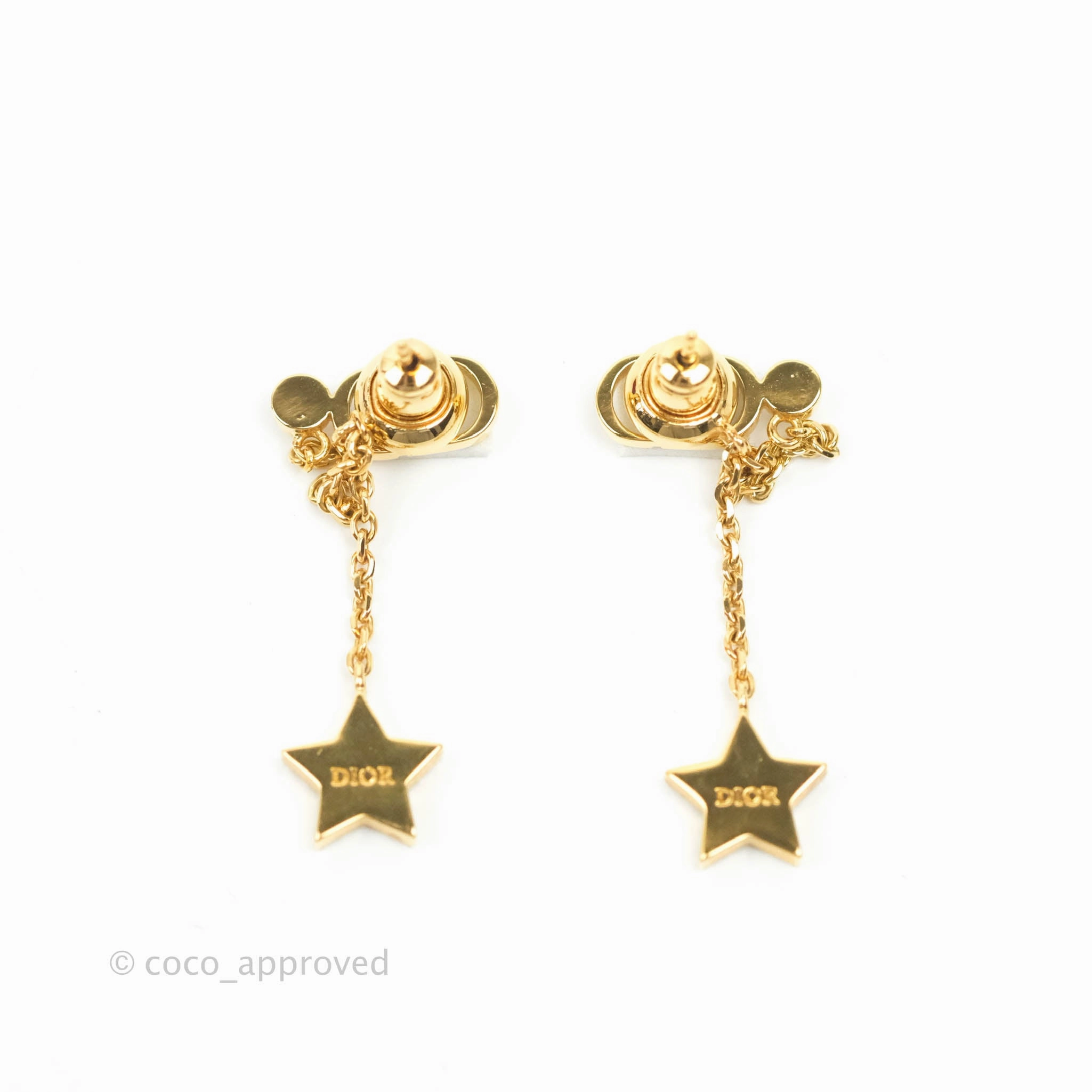 Christian Dior Crystal Star CD Long Drop Earrings