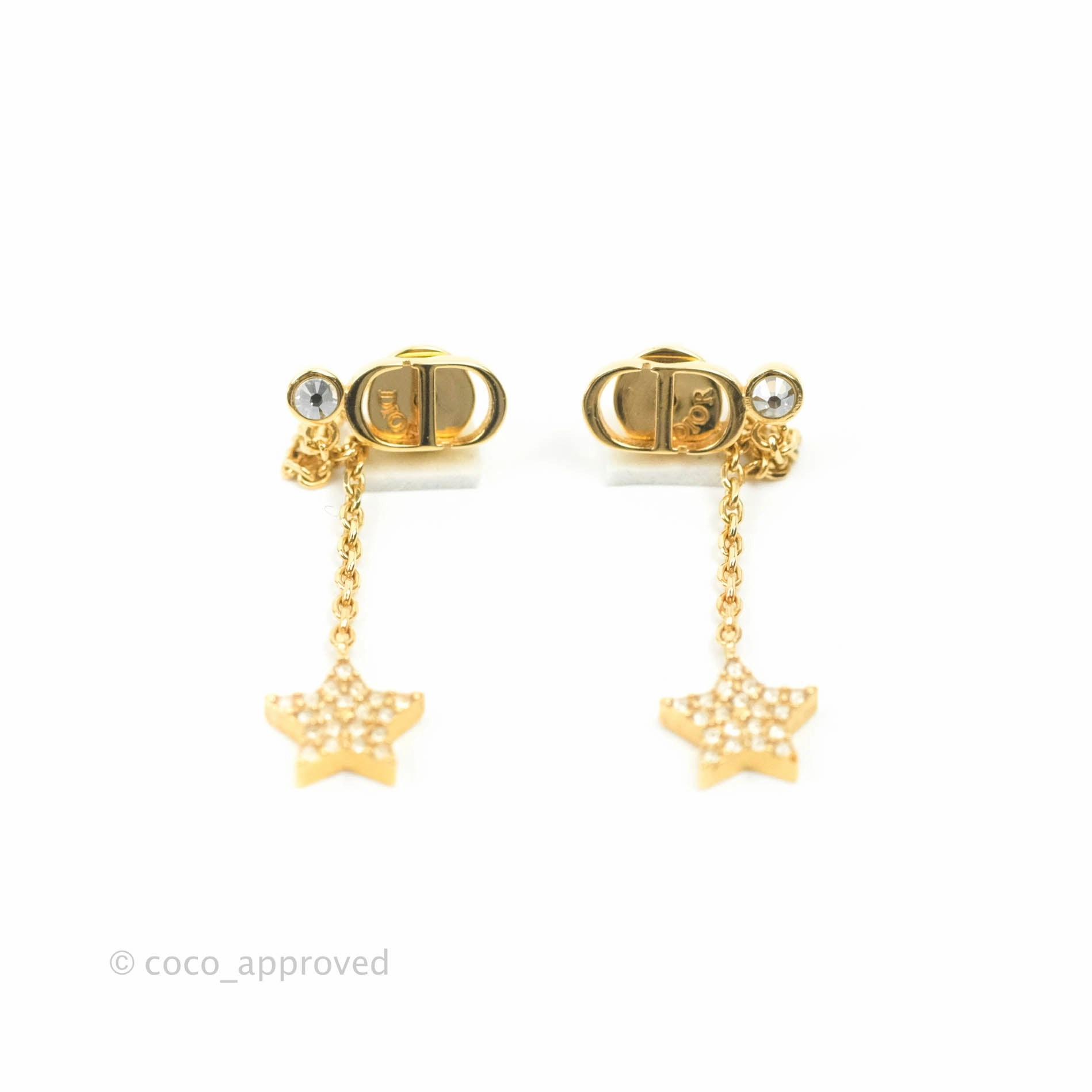 Christian Dior Crystal Star CD Long Drop Earrings