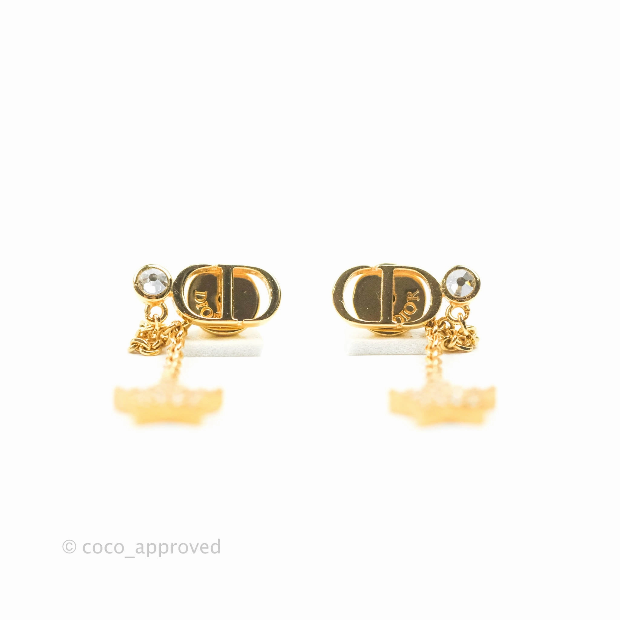 Christian Dior Crystal Star CD Long Drop Earrings