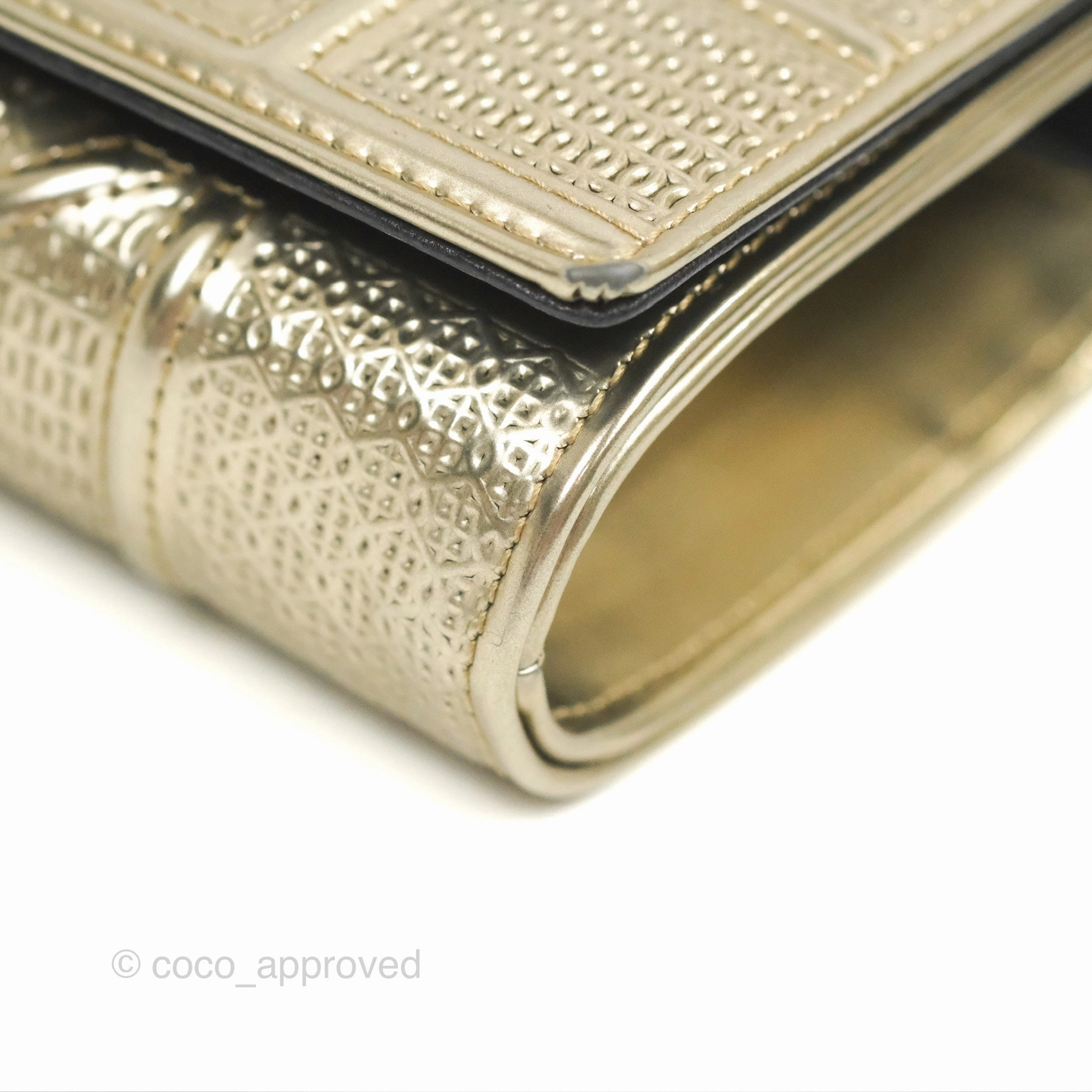 Christian Dior Diorama Clutch with Chain Metallic Gold Gold Hardware