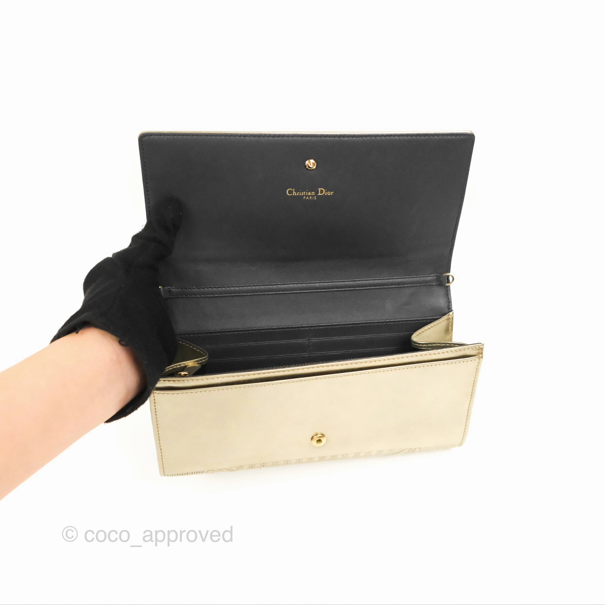 Christian Dior Diorama Clutch with Chain Metallic Gold Gold Hardware