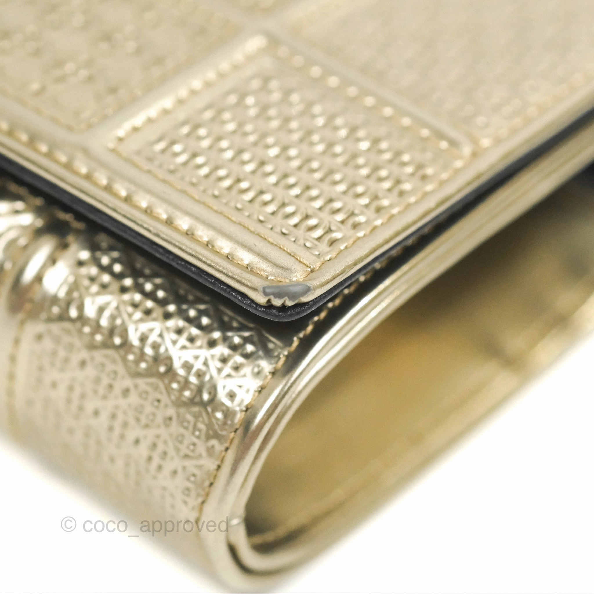 Christian Dior Diorama Clutch with Chain Metallic Gold Gold Hardware