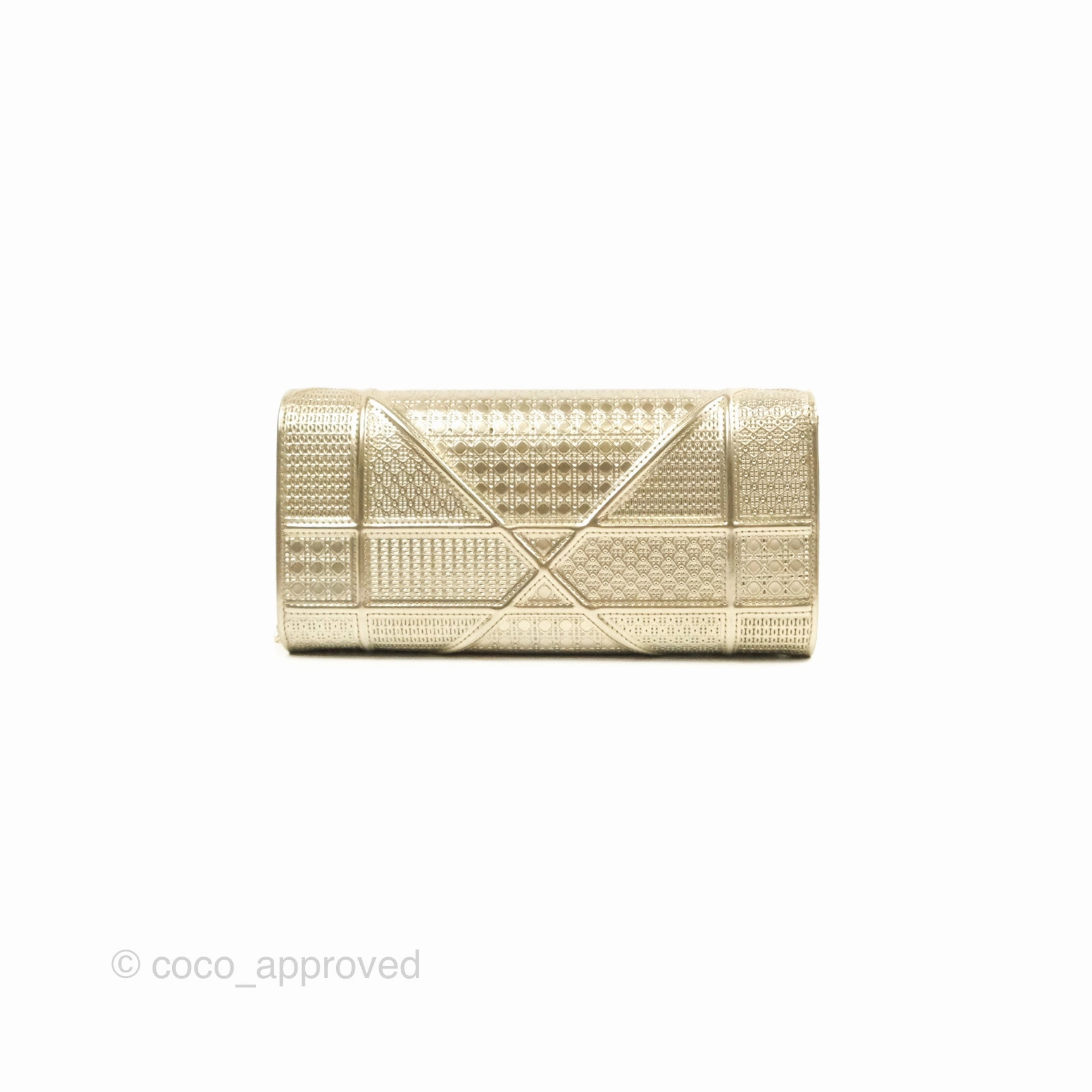 Christian Dior Diorama Clutch with Chain Metallic Gold Gold Hardware