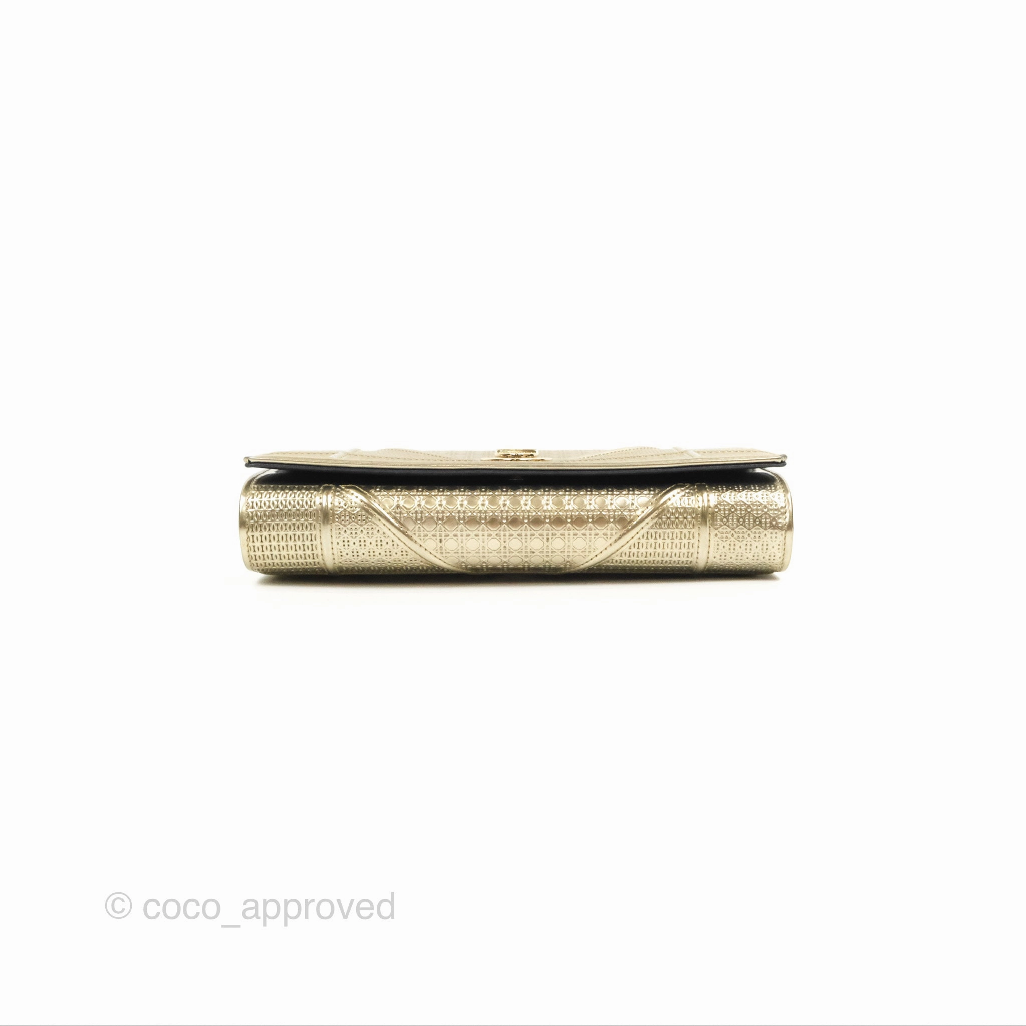 Christian Dior Diorama Clutch with Chain Metallic Gold Gold Hardware