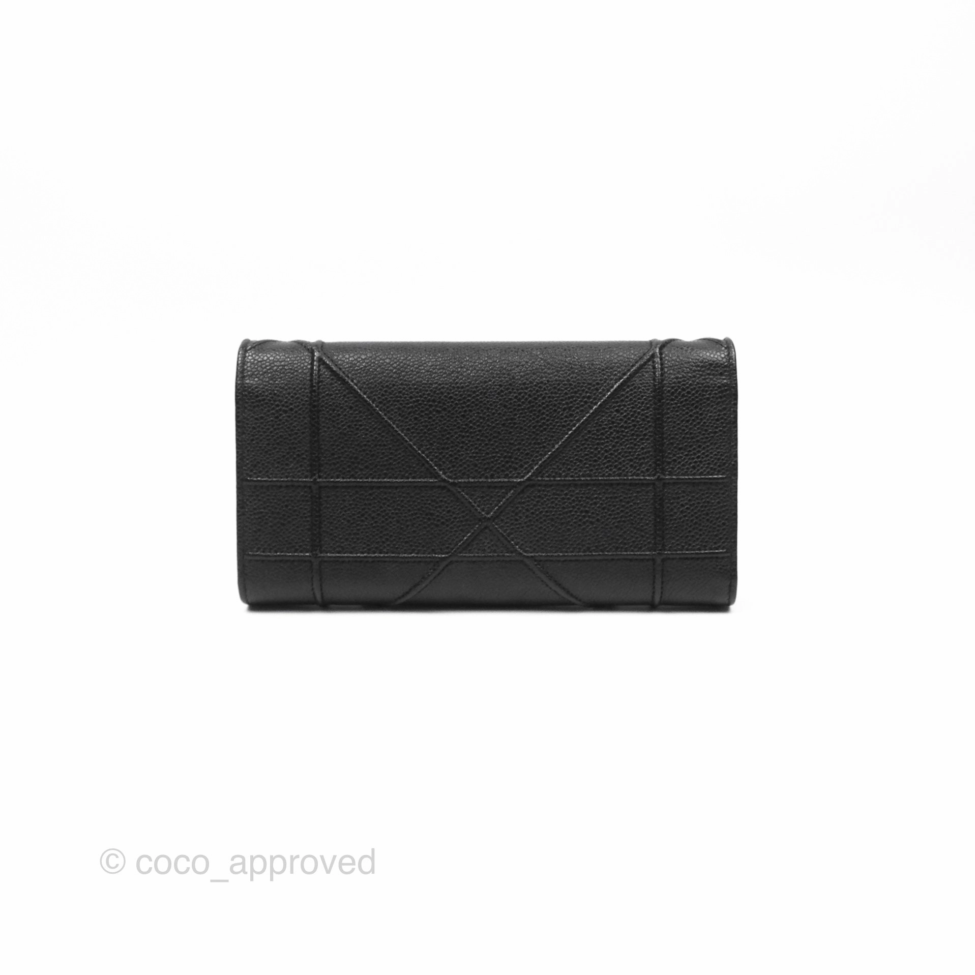 Christian Dior Diorama Croisiere Chain Wallet Black Grained Calfskin Gold Hardware