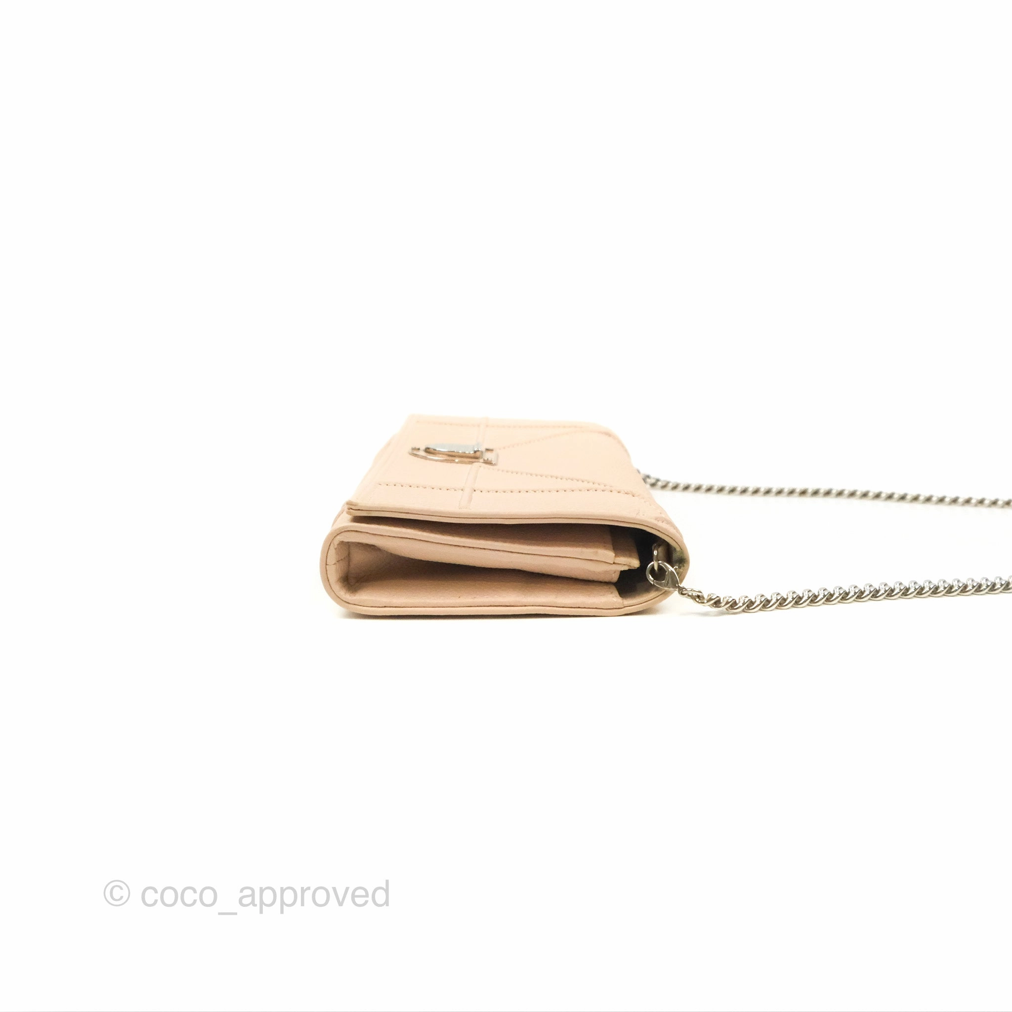 Christian Dior Diorama Croisiere Chain Wallet Grained Calfskin Rose Poudre