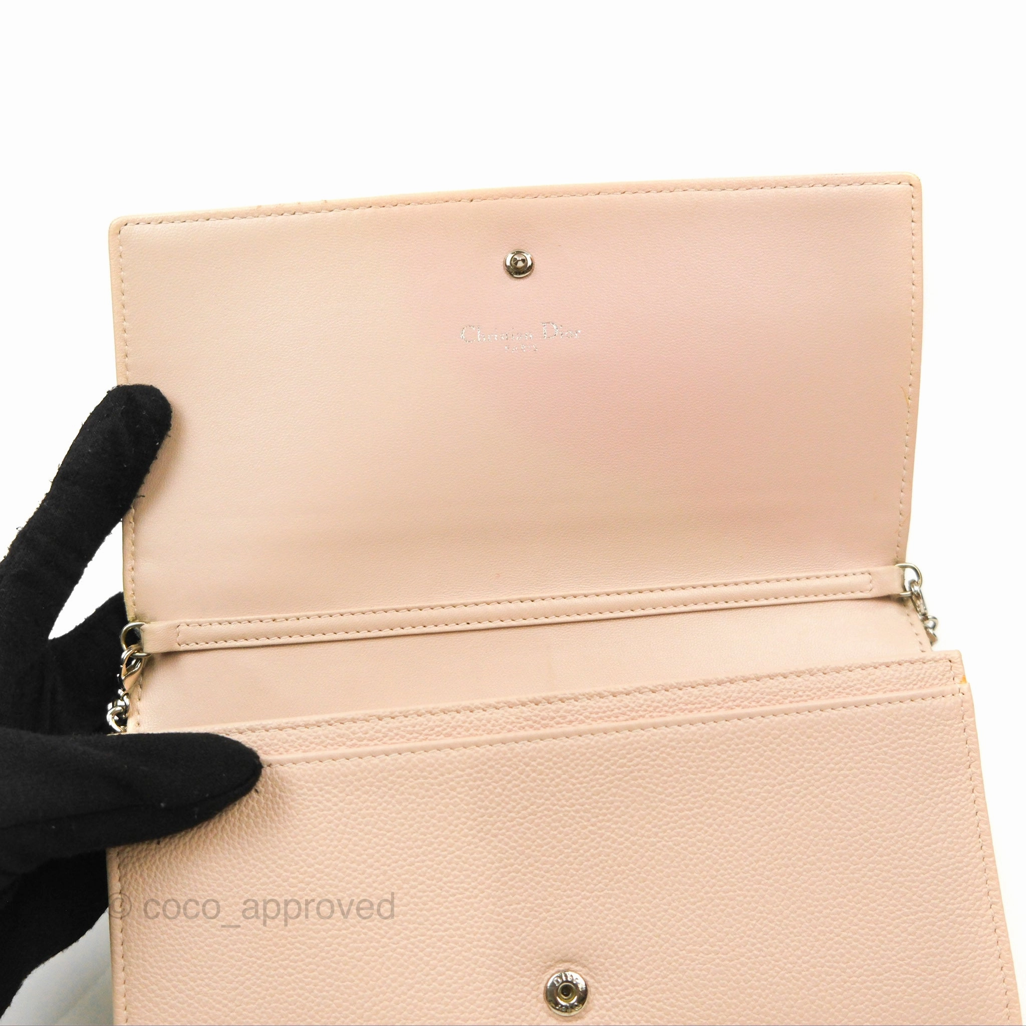 Christian Dior Diorama Croisiere Chain Wallet Grained Calfskin Rose Poudre