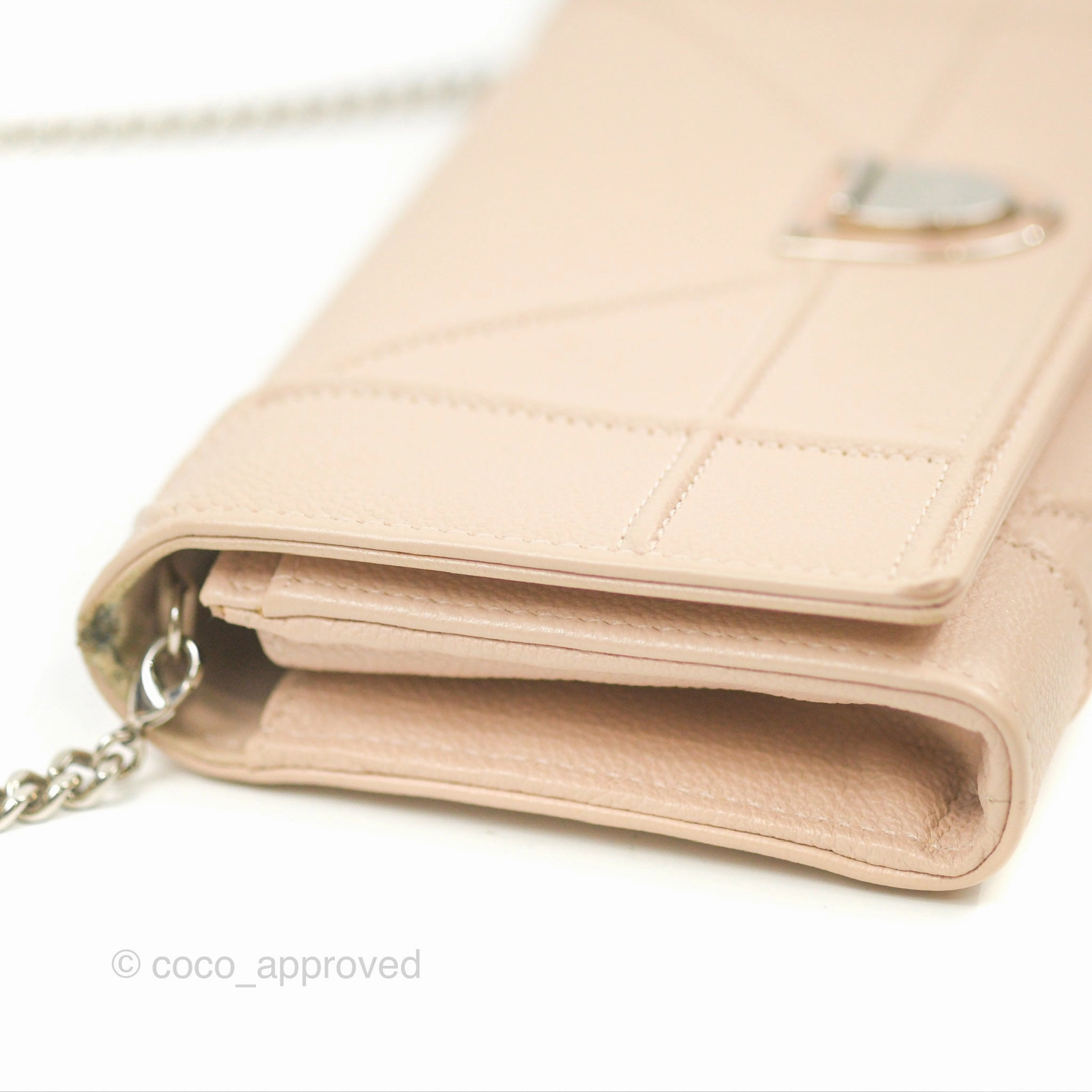 Christian Dior Diorama Croisiere Chain Wallet Grained Calfskin Rose Poudre