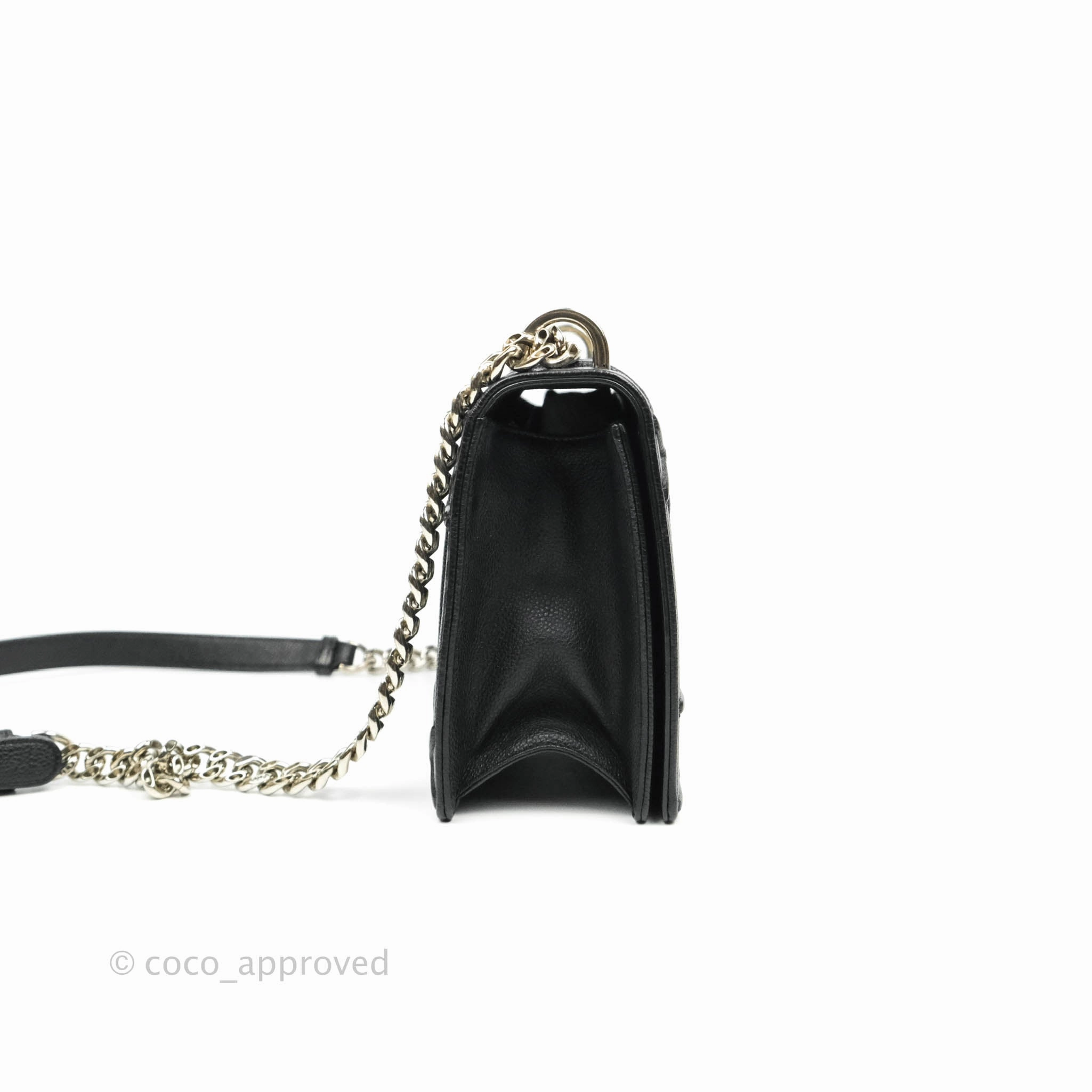 Christian Dior Diorama Medium Flap Shoulder Bag Black Grained Leather Silver Hardware