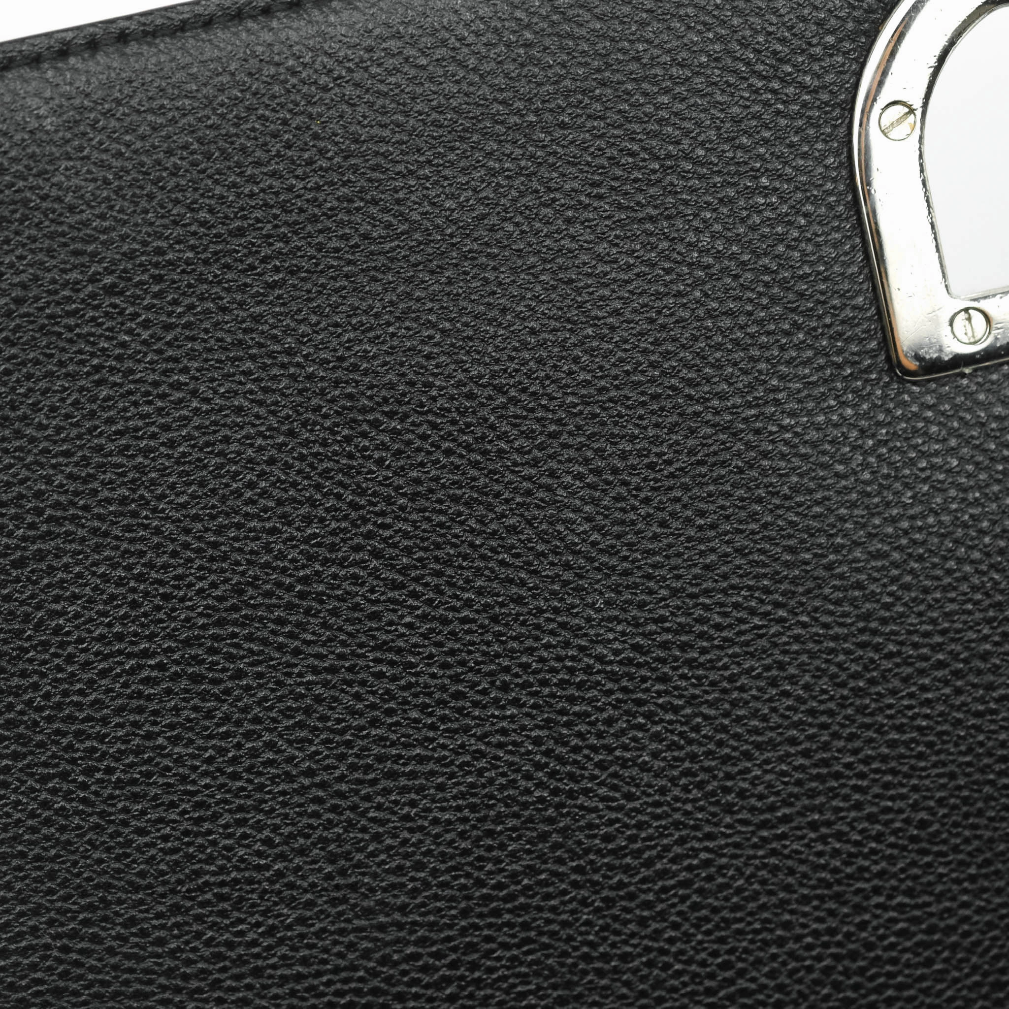 Christian Dior Diorama Medium Flap Shoulder Bag Black Grained Leather Silver Hardware
