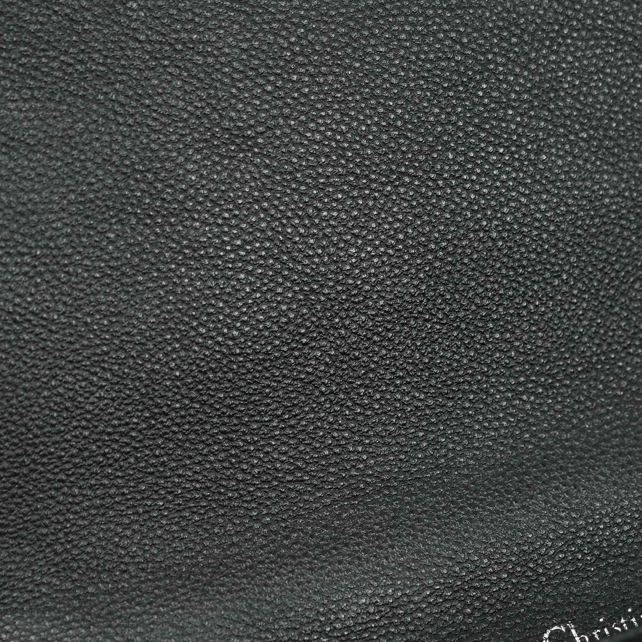 Christian Dior Diorama Medium Flap Shoulder Bag Black Grained Leather Silver Hardware