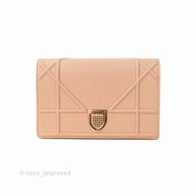 Christian Dior Diorama Wallet on Chain Beige Grained Calfskin Gold Hardware