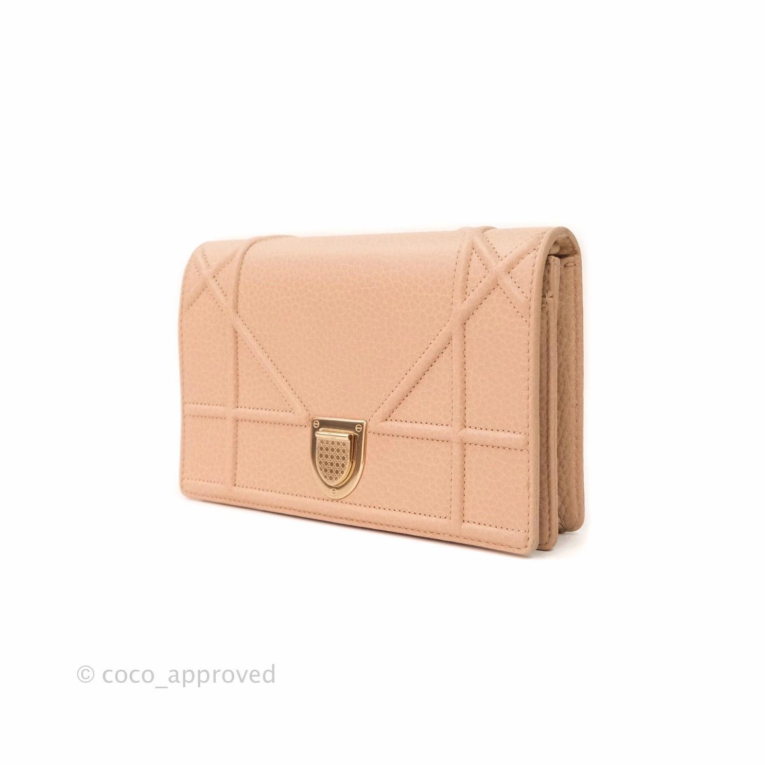 Christian Dior Diorama Wallet on Chain Beige Grained Calfskin Gold Hardware