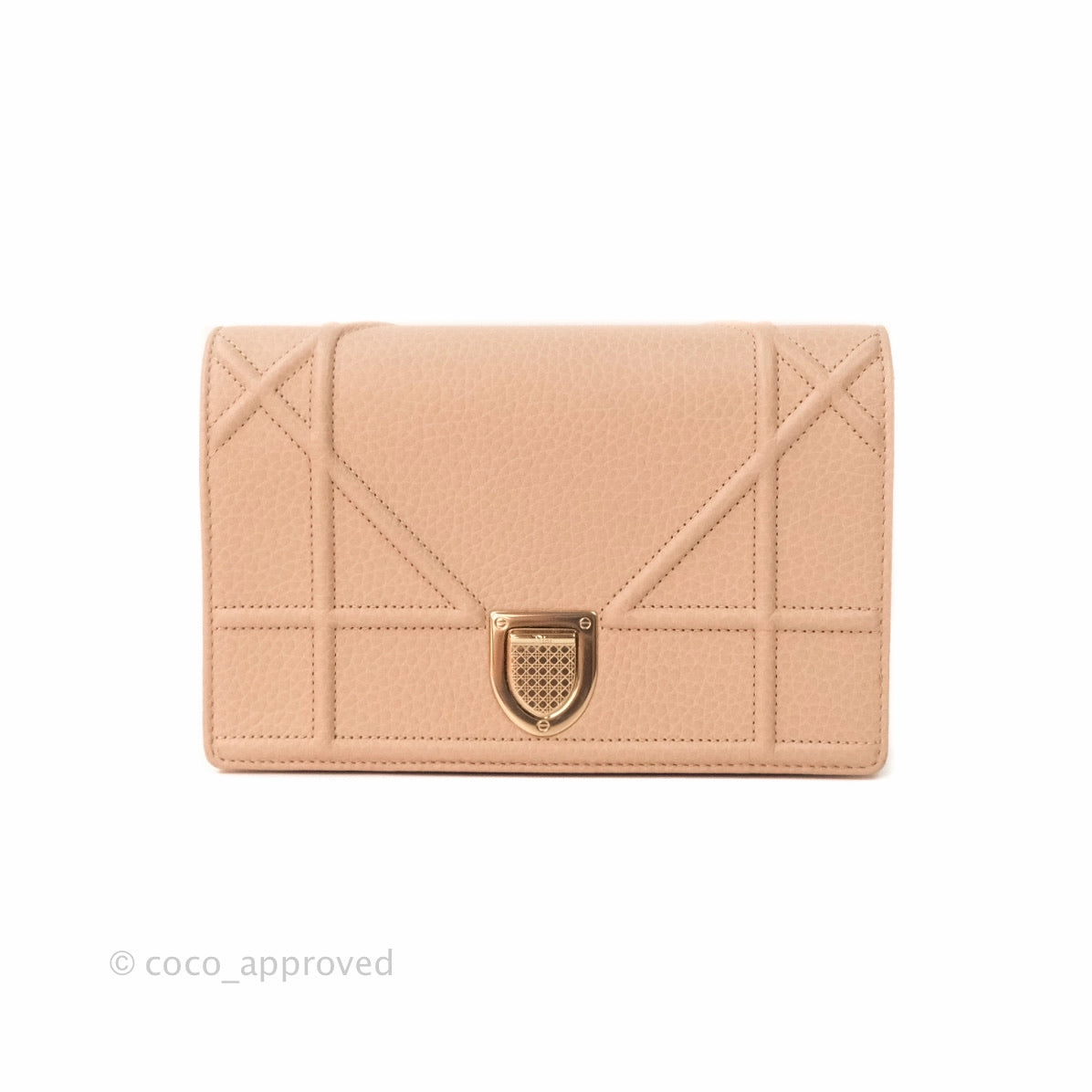 Christian Dior Diorama Wallet on Chain Beige Grained Calfskin Gold Hardware