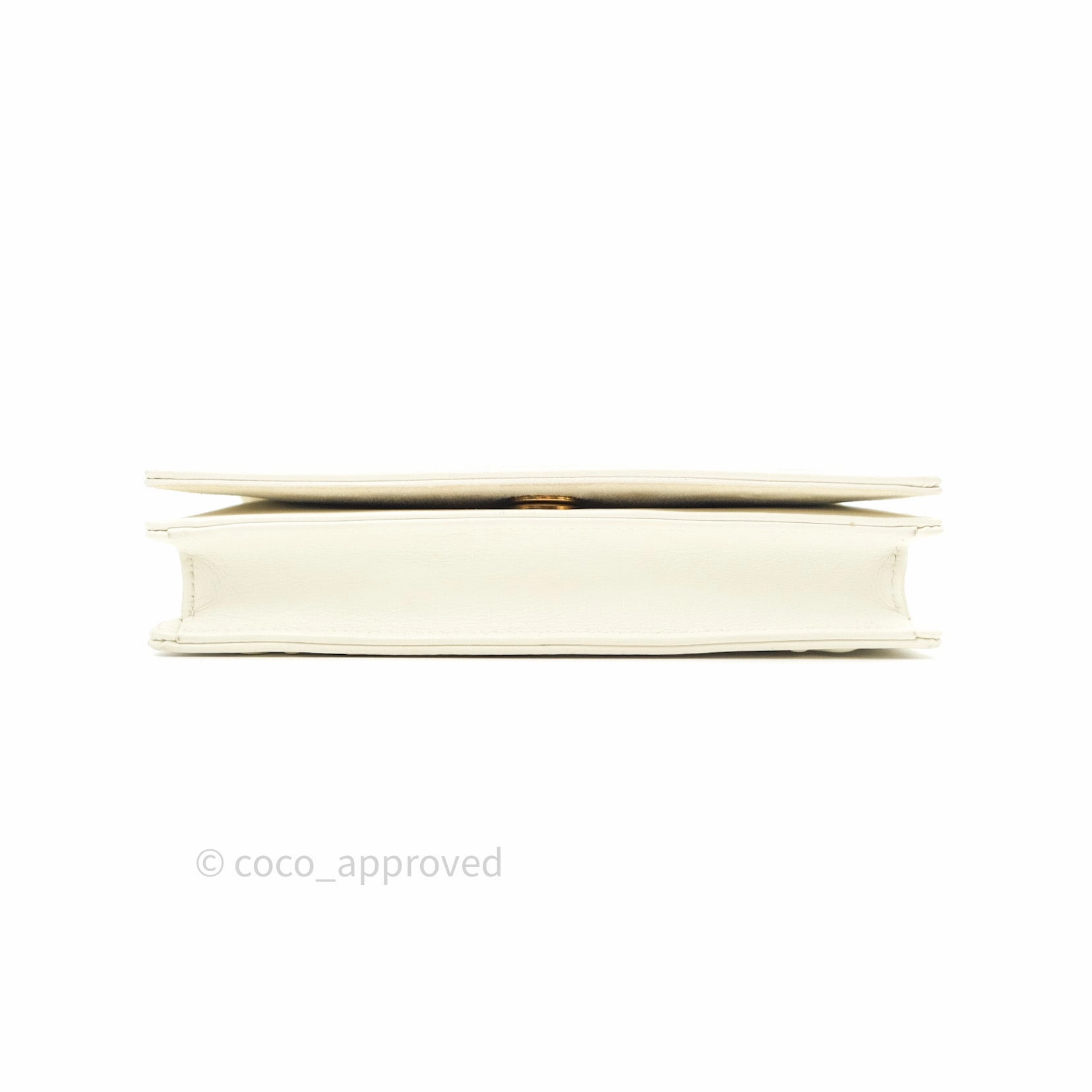Christian Dior Diorama Wallet on Chain in White Calfskin Studded Gold