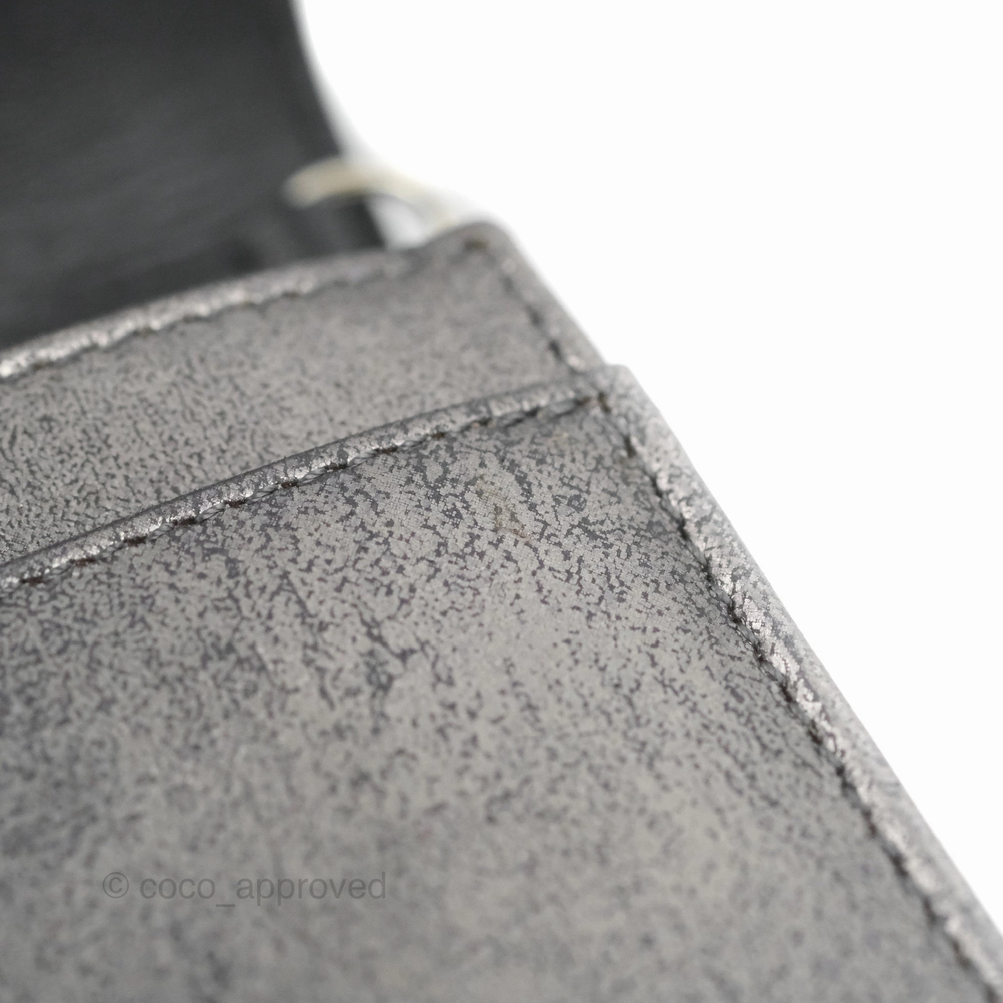 Christian Dior Diorama Wallet on Chain Metallic Distressed Calfskin Silver Hardware