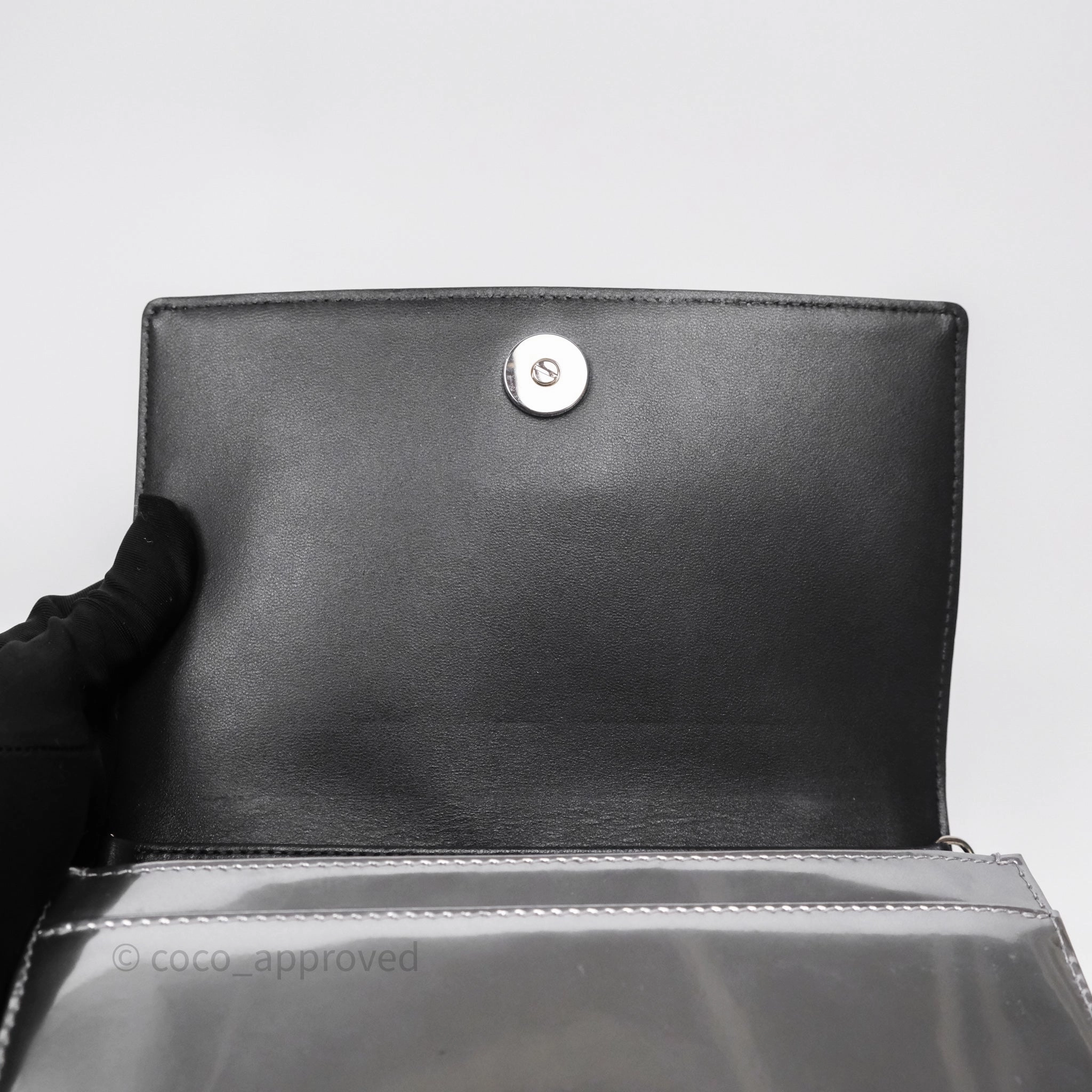 Christian Dior Diorama Wallet on Chain Metallic Silver