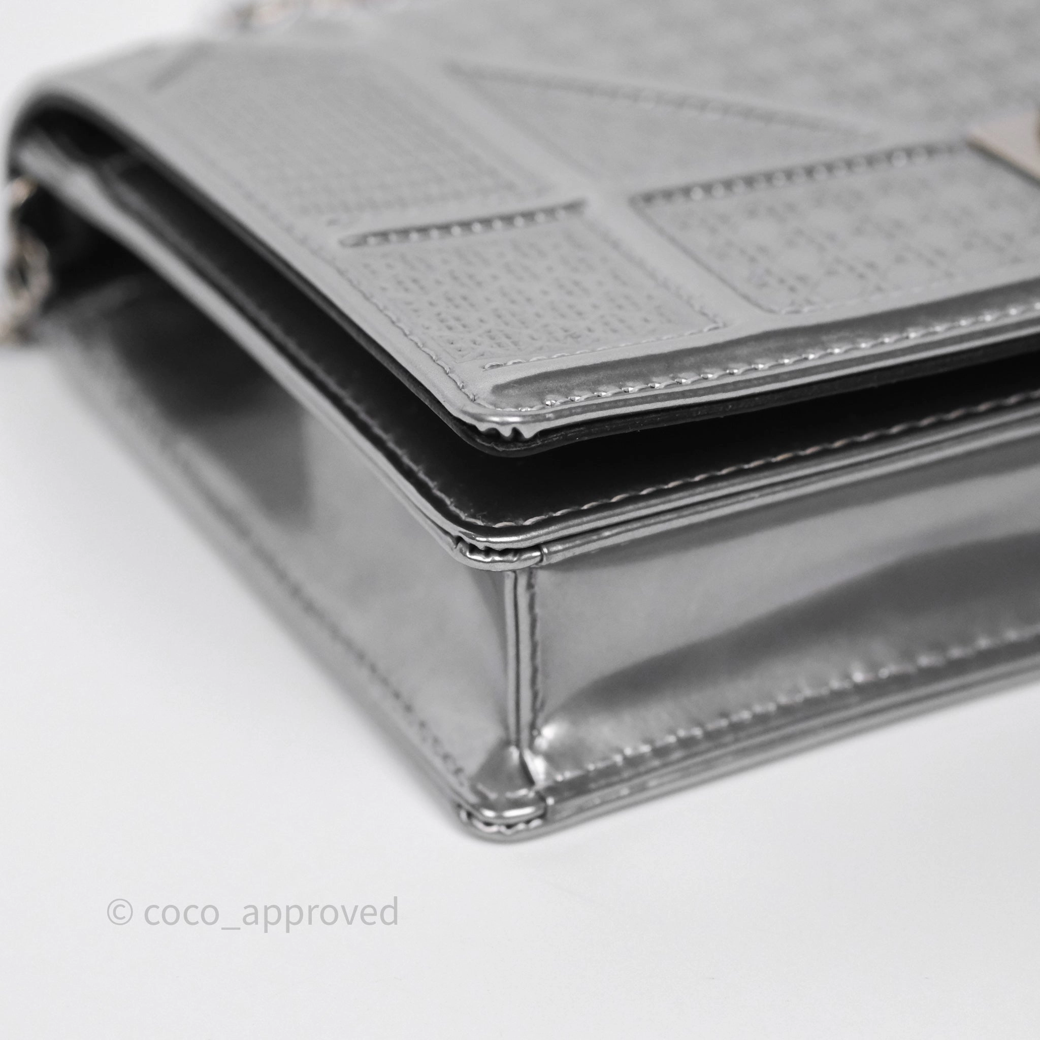 Christian Dior Diorama Wallet on Chain Metallic Silver