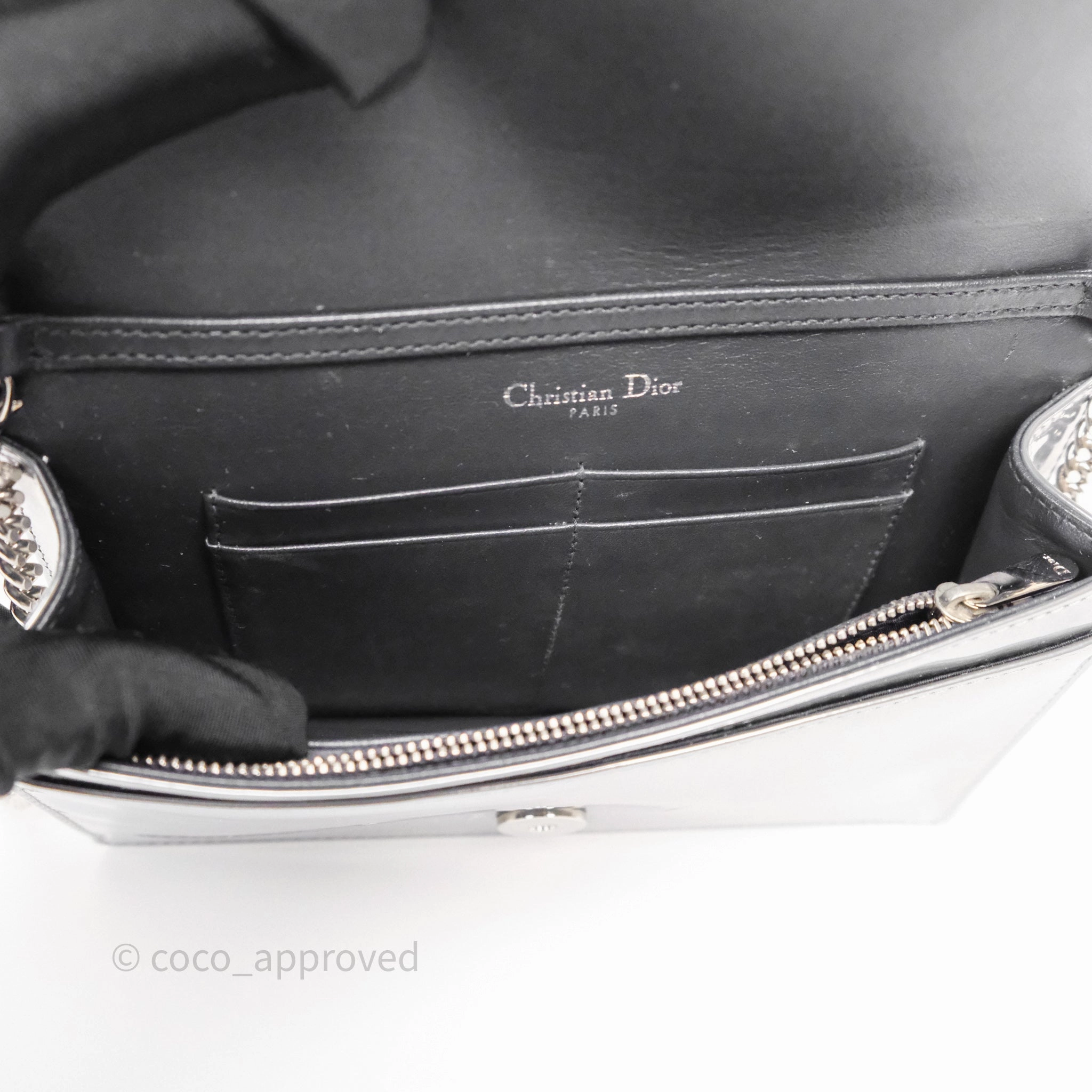 Christian Dior Diorama Wallet on Chain Metallic Silver