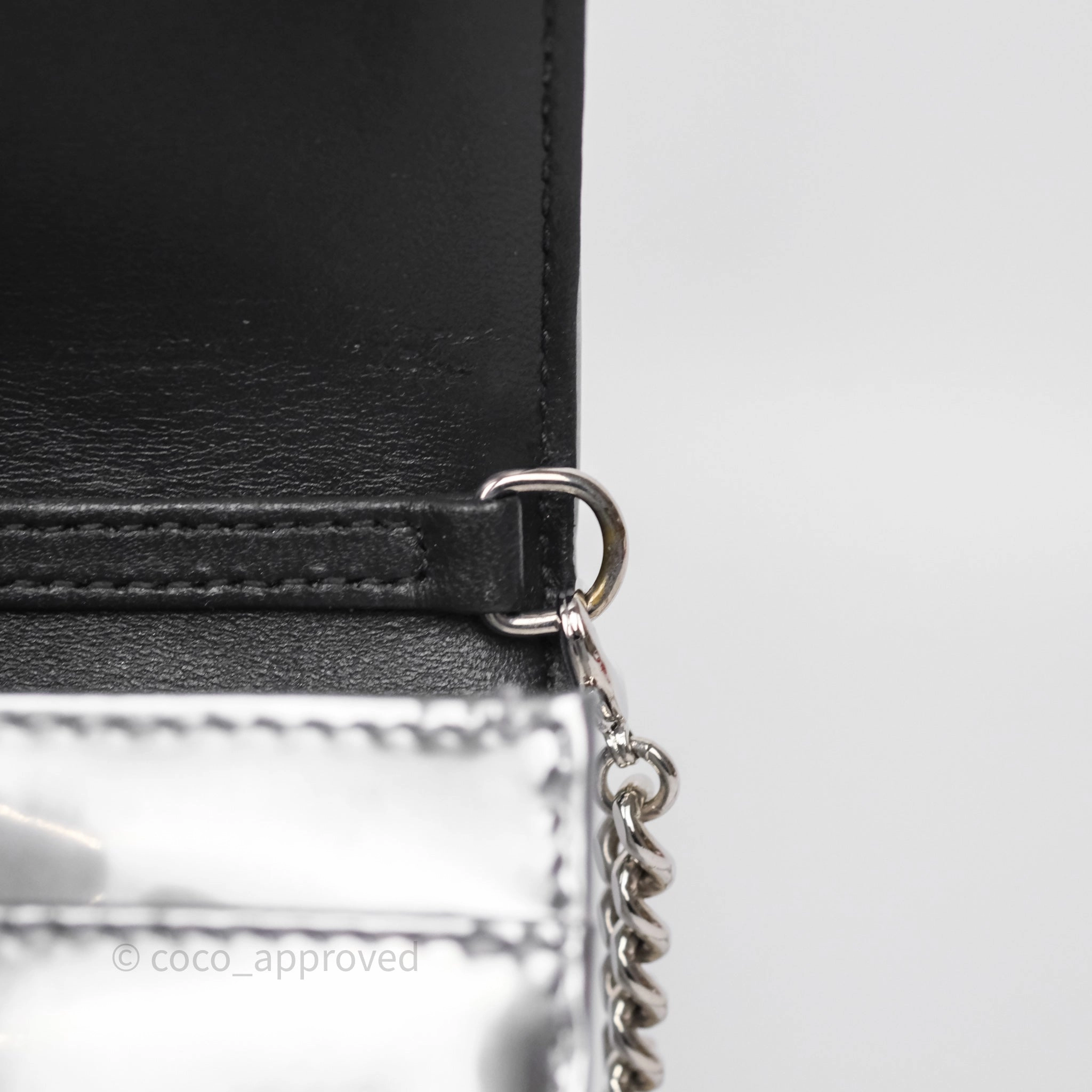 Christian Dior Diorama Wallet on Chain Metallic Silver