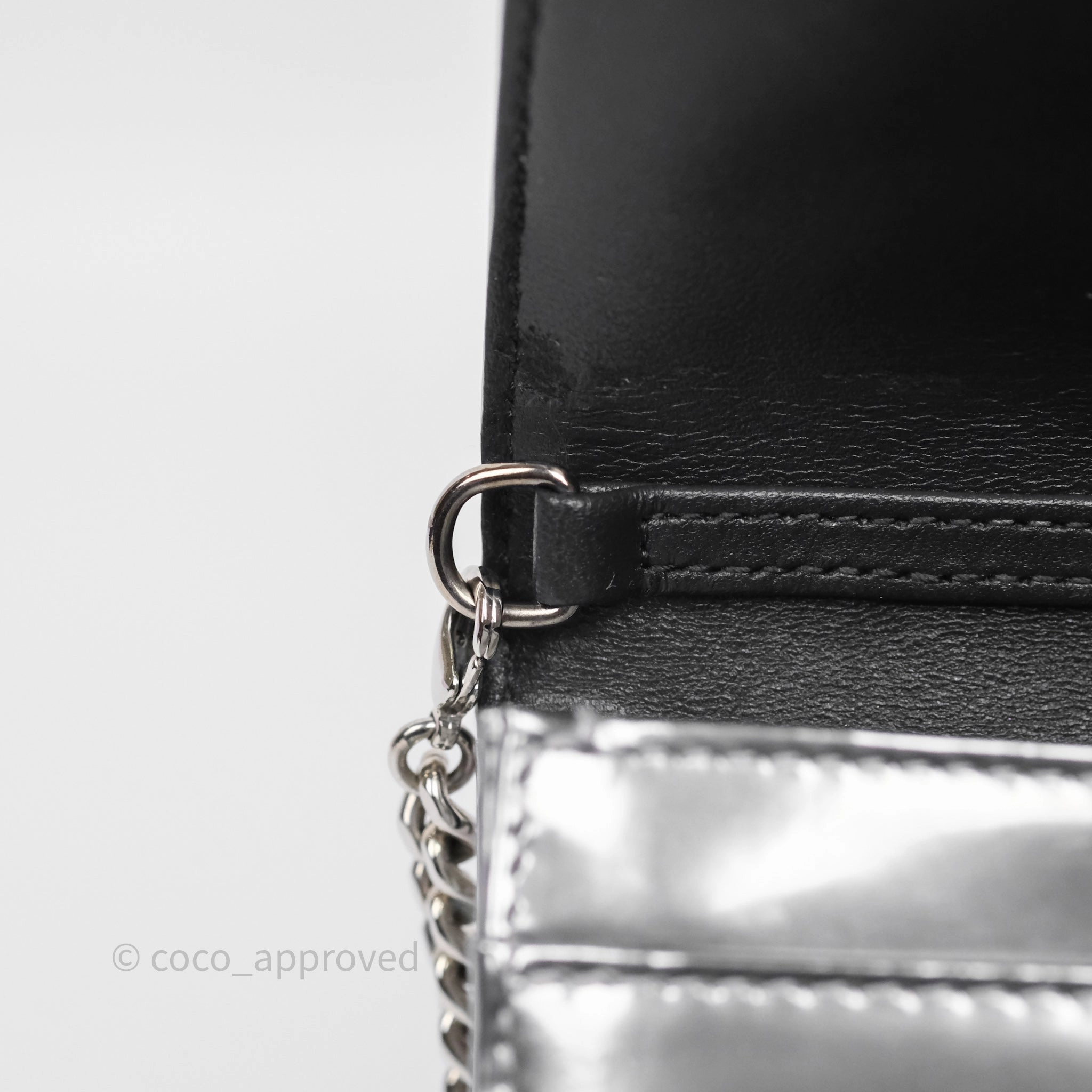 Christian Dior Diorama Wallet on Chain Metallic Silver