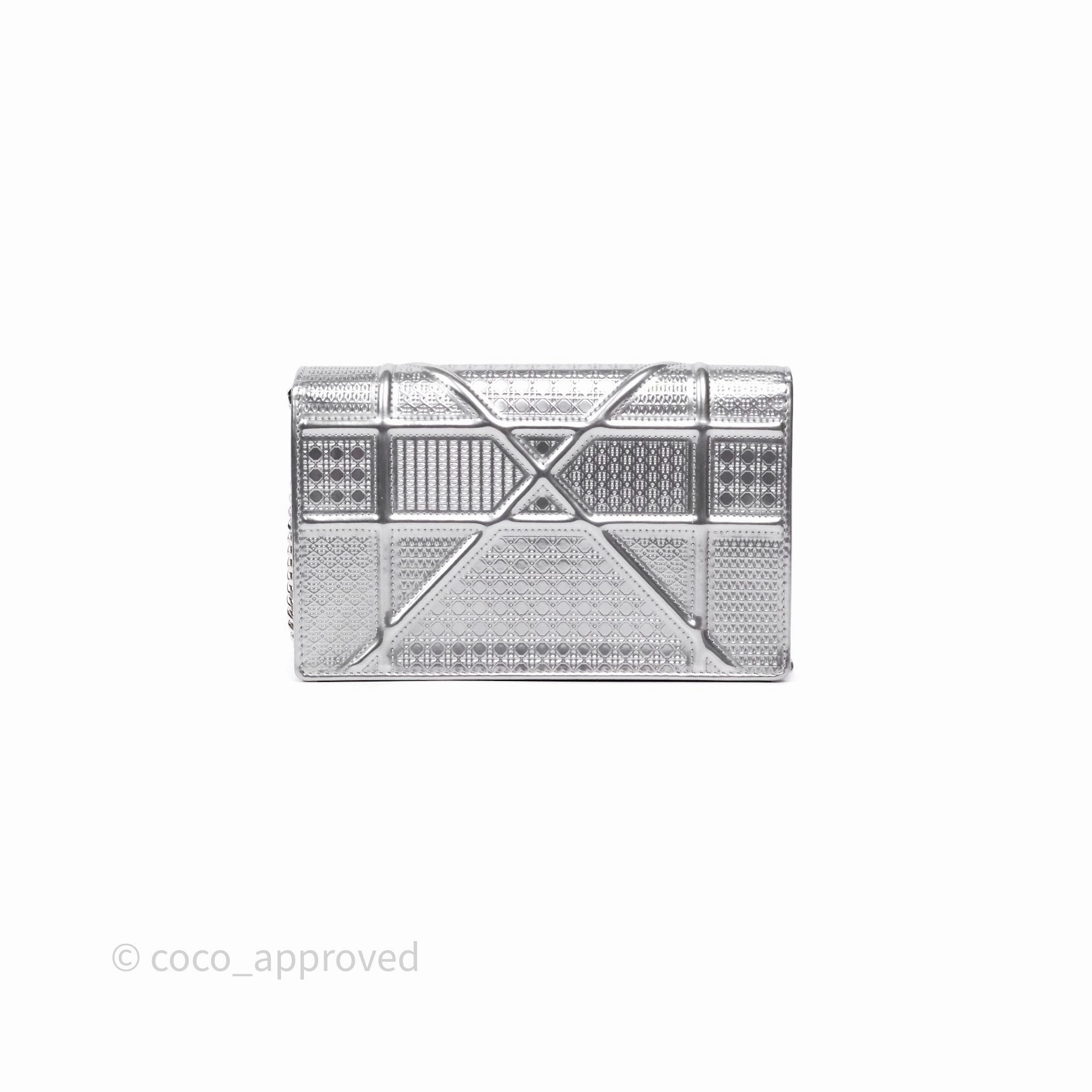 Christian Dior Diorama Wallet on Chain Metallic Silver