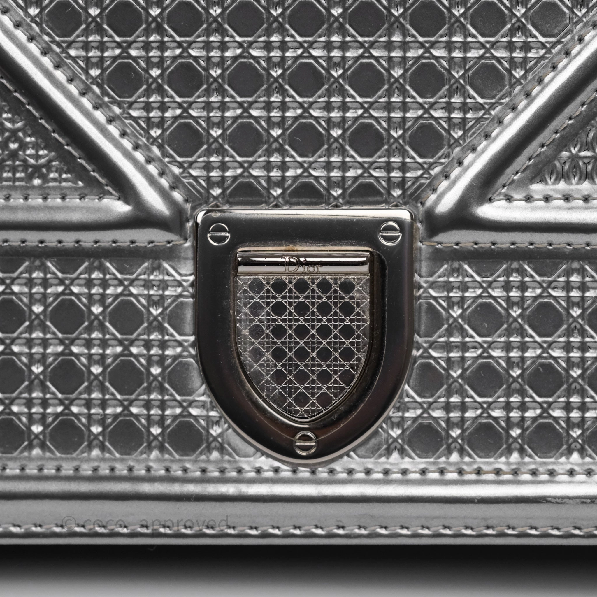 Christian Dior Diorama Wallet on Chain Metallic Silver