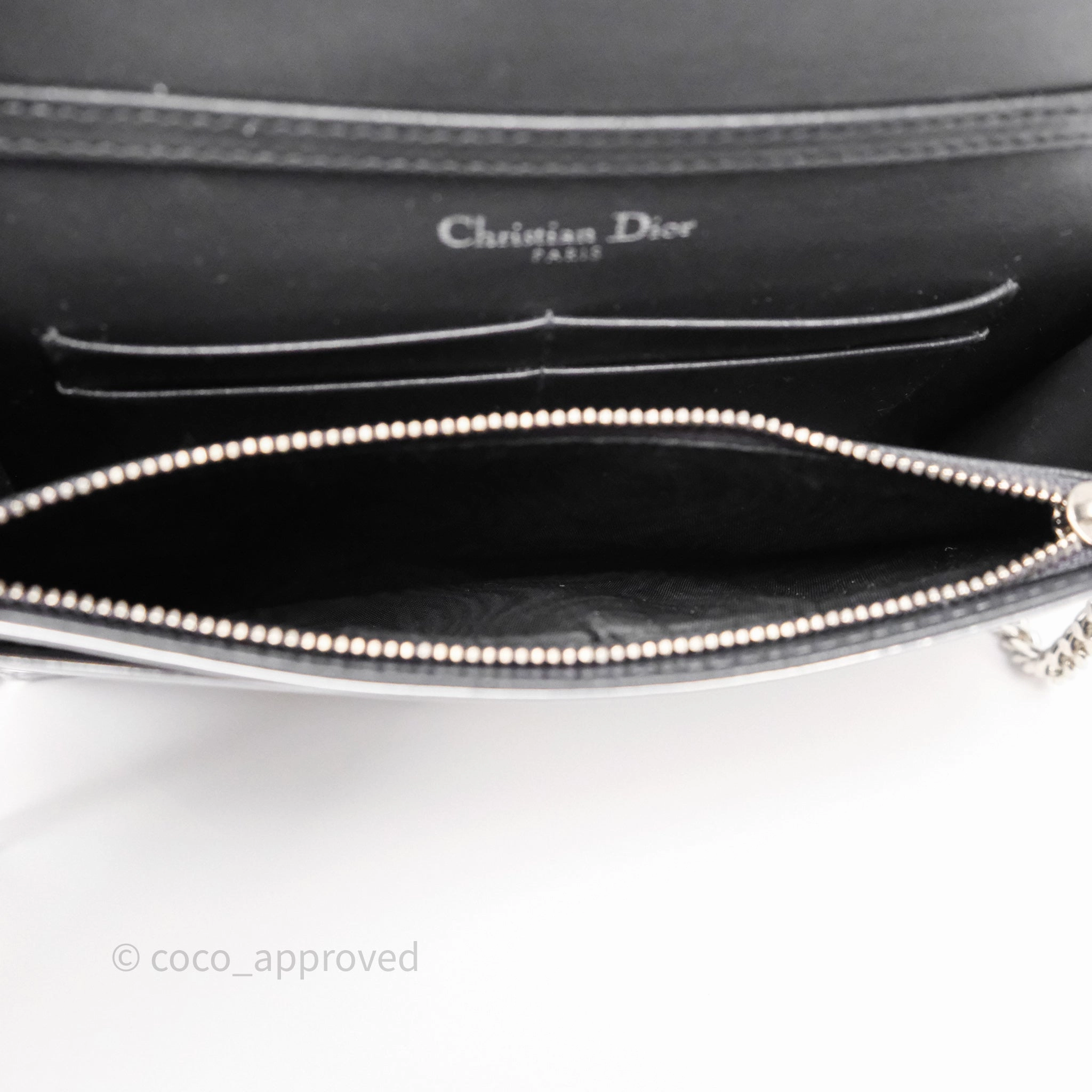 Christian Dior Diorama Wallet on Chain Metallic Silver