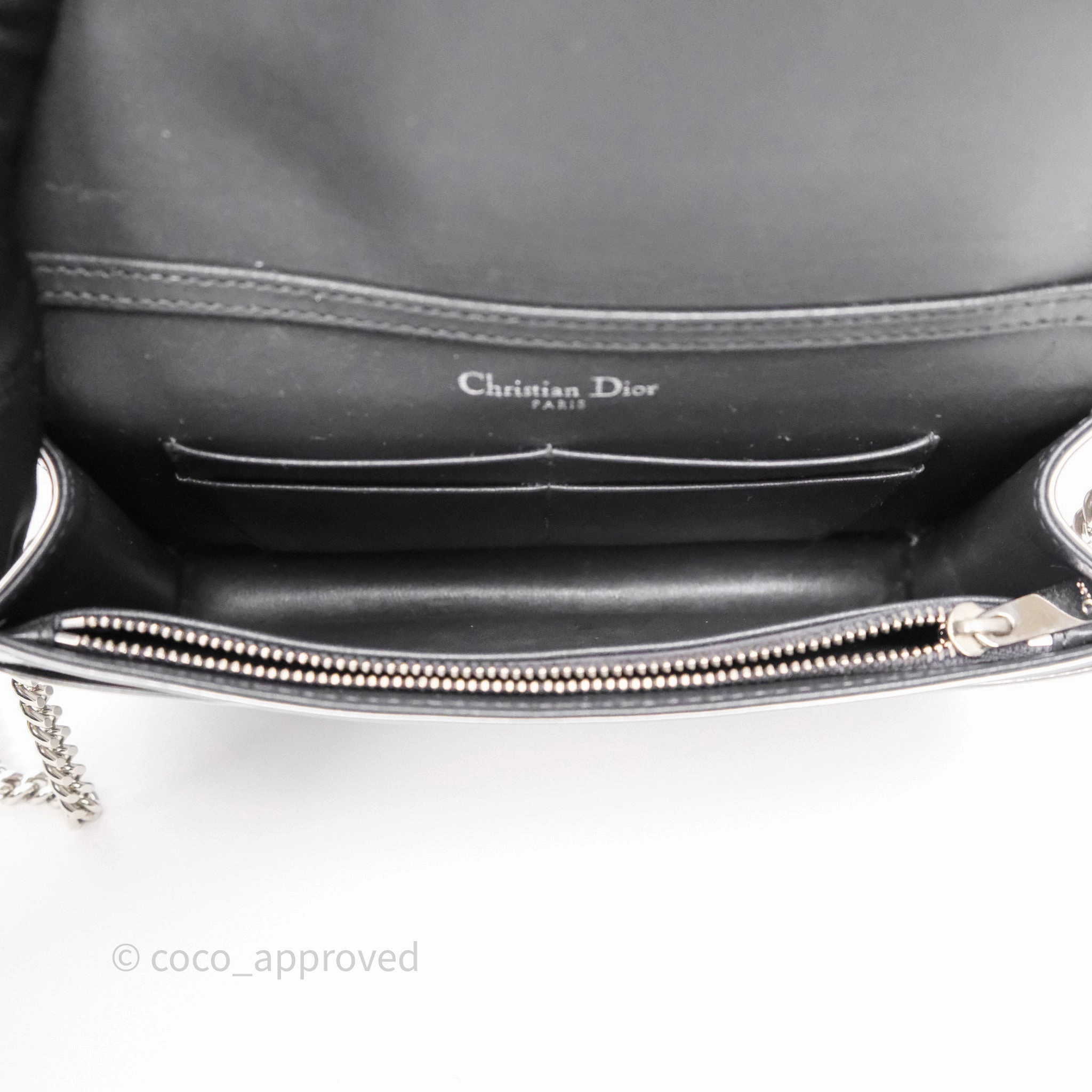 Christian Dior Diorama Wallet on Chain Metallic Silver