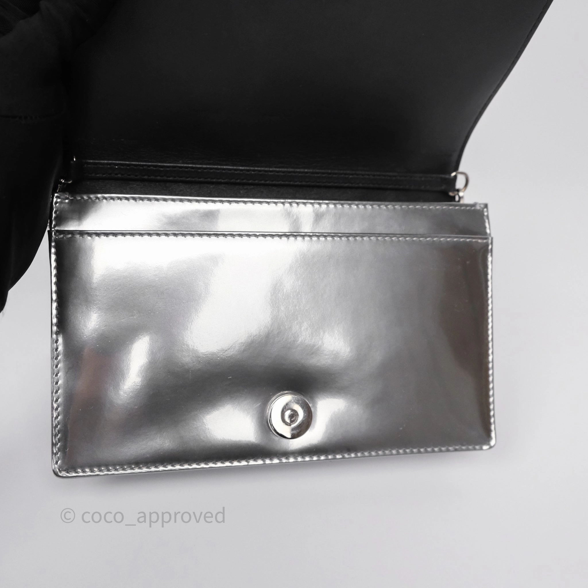 Christian Dior Diorama Wallet on Chain Metallic Silver