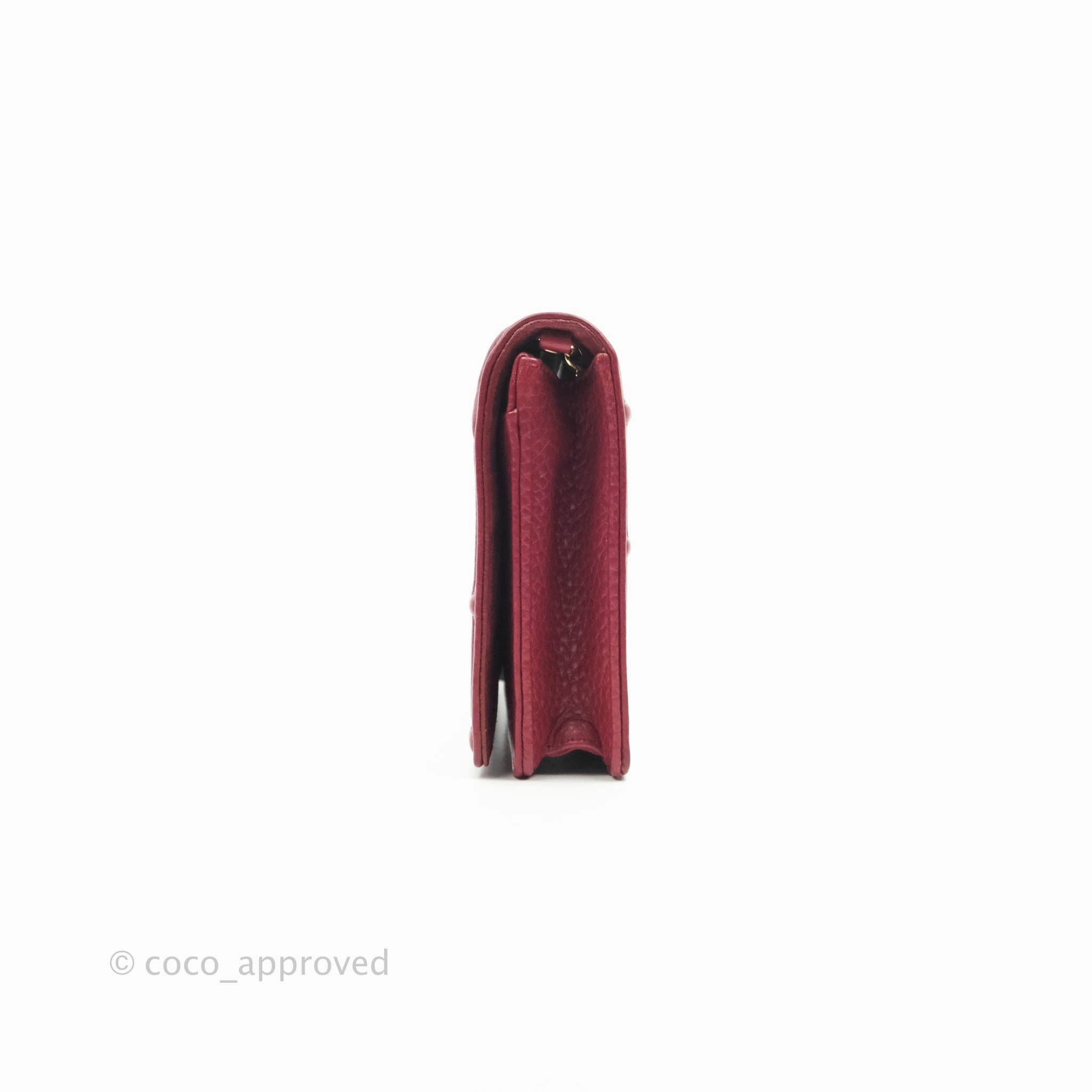 Christian Dior Diorama Wallet on Chain Red Grained Calfskin Gold Hardware
