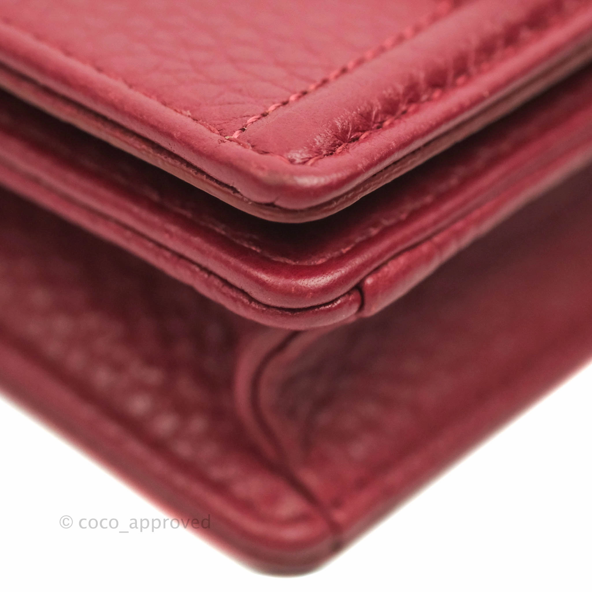 Christian Dior Diorama Wallet on Chain Red Grained Calfskin Gold Hardware