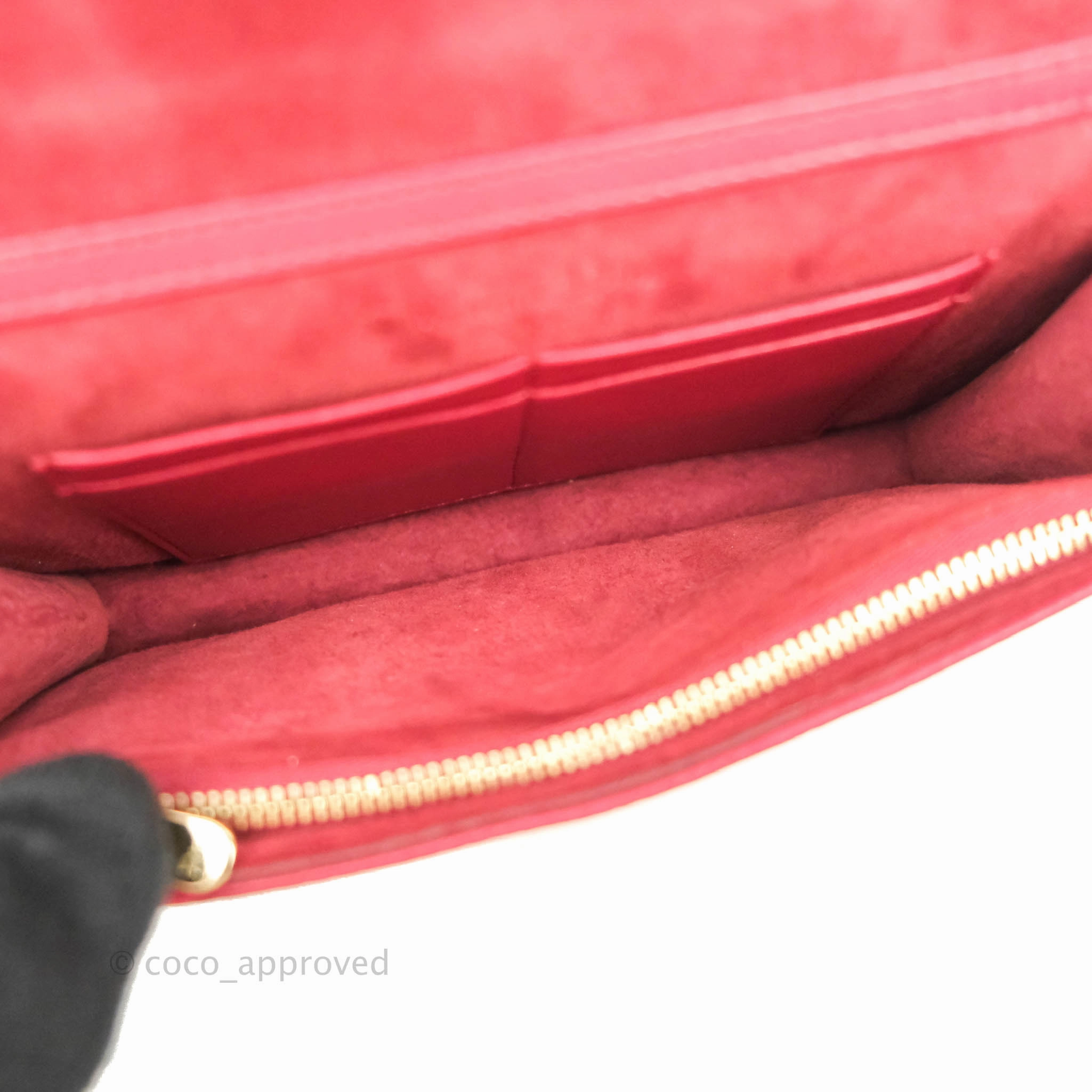 Christian Dior Diorama Wallet on Chain Red Grained Calfskin Gold Hardware