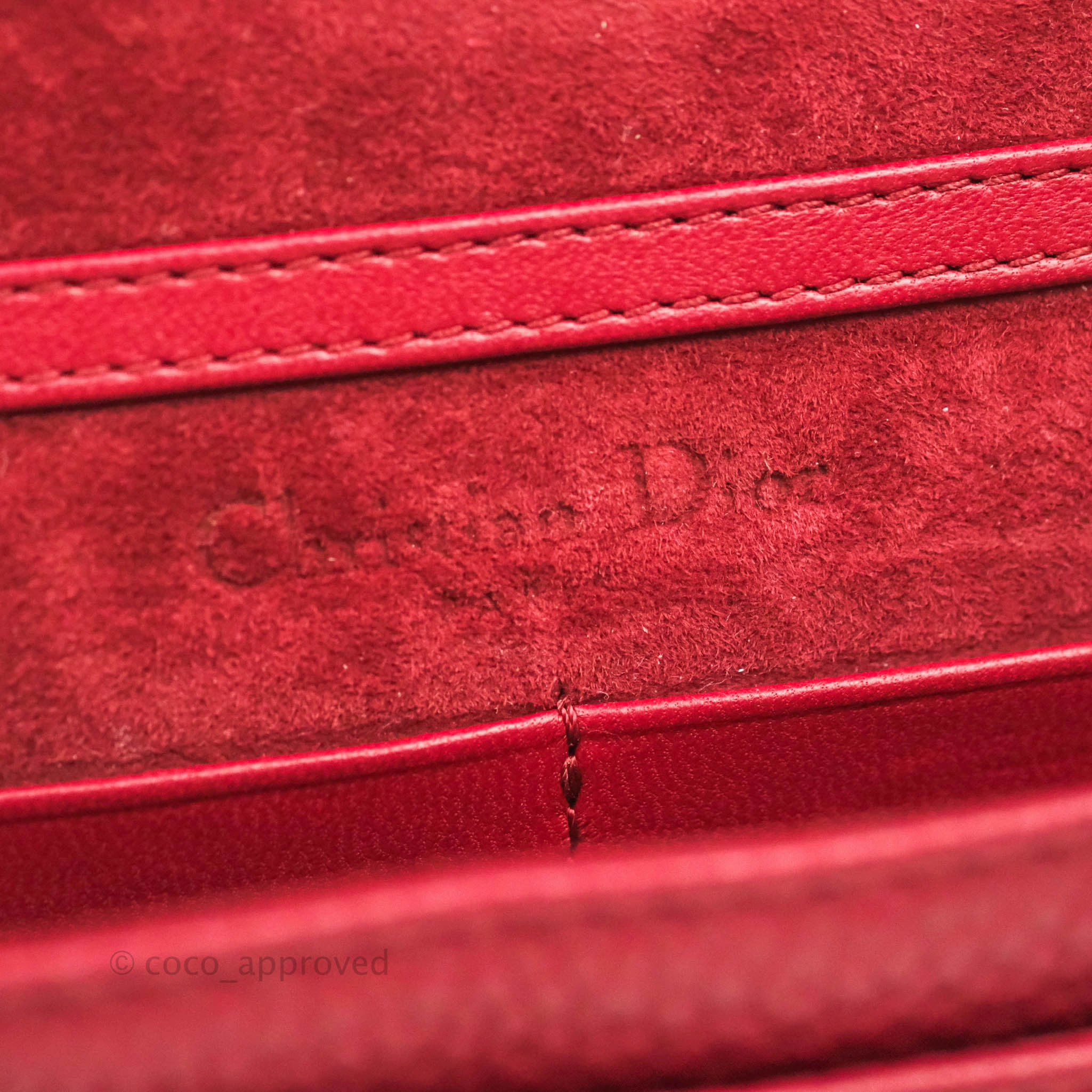 Christian Dior Diorama Wallet on Chain Red Grained Calfskin Gold Hardware