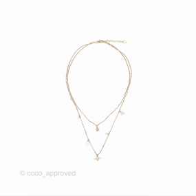 Christian Dior Double Necklace Bee Star Clover Crystals Pearls Gold Tone