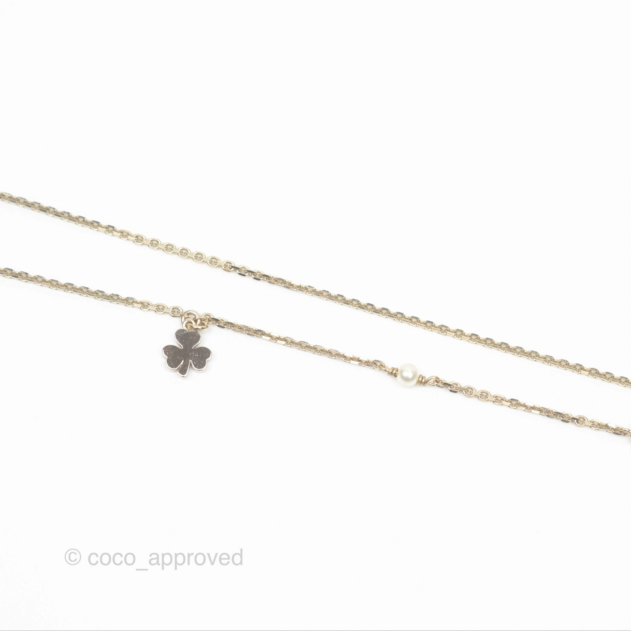 Christian Dior Double Necklace Bee Star Clover Crystals Pearls Gold Tone
