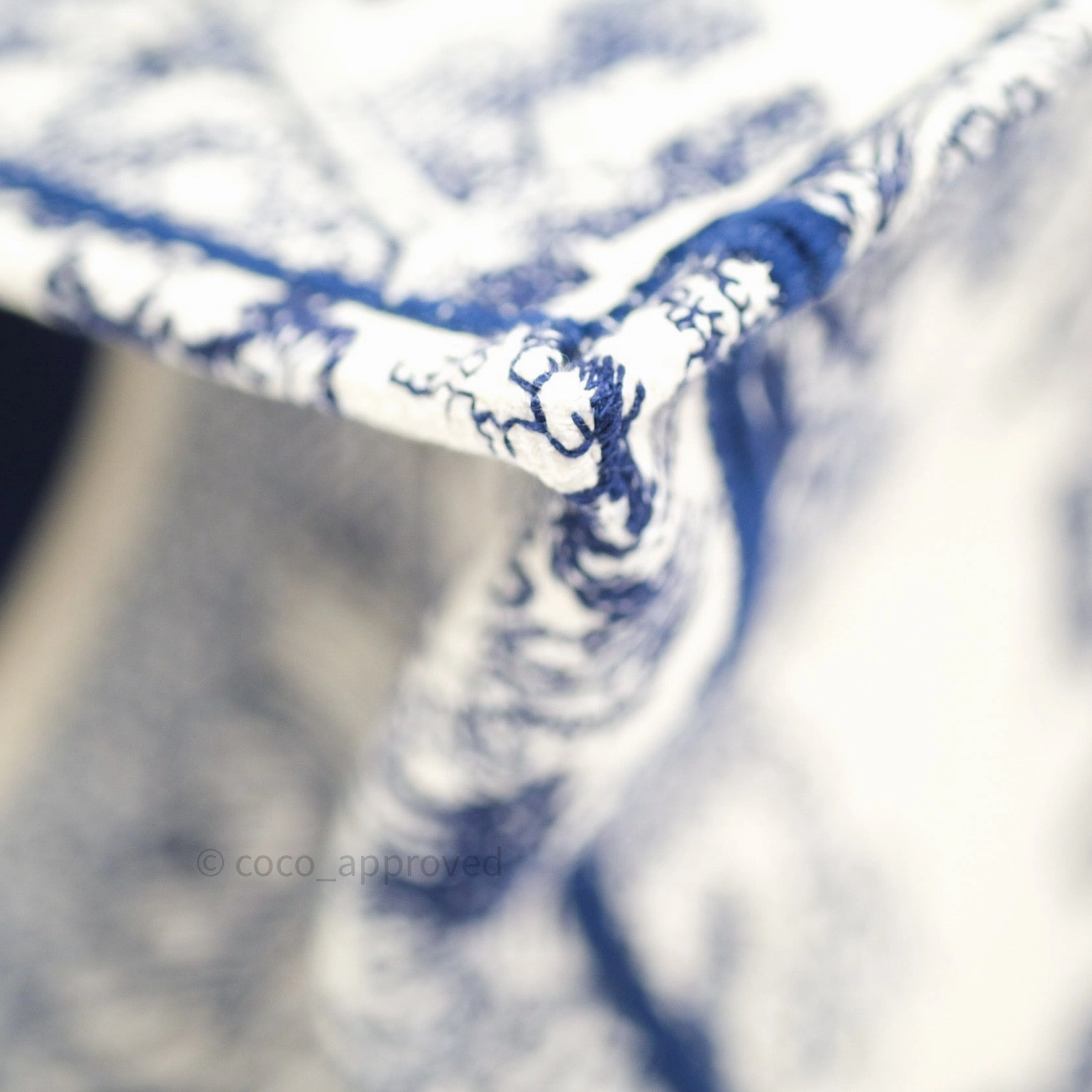 Christian Dior Embroidered Toile De Jouy Small Canvas Book Tote Blue