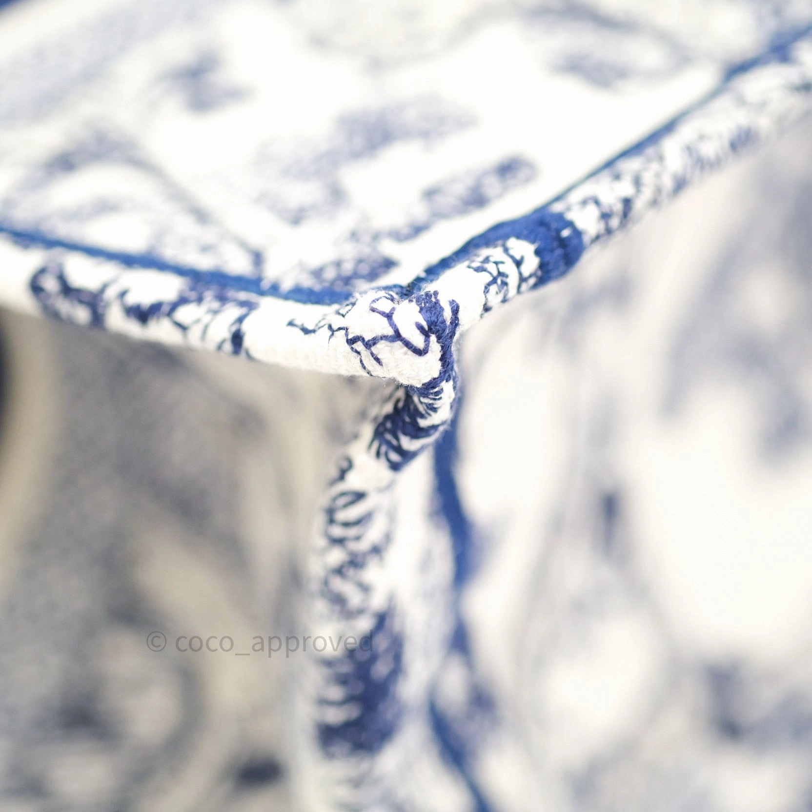 Christian Dior Embroidered Toile De Jouy Small Canvas Book Tote Blue