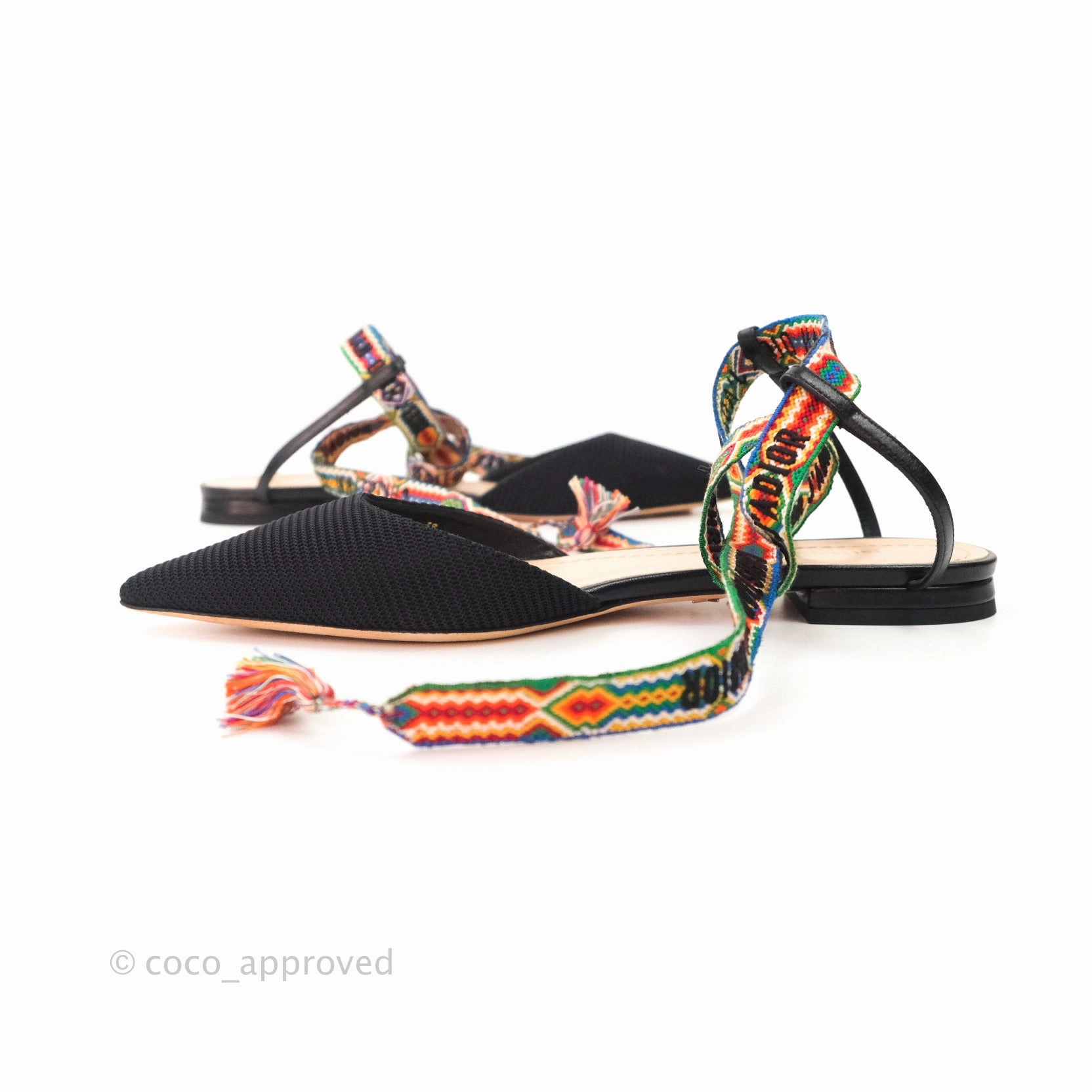 Christian Dior Fabric J'adior IT Flat 38 Black