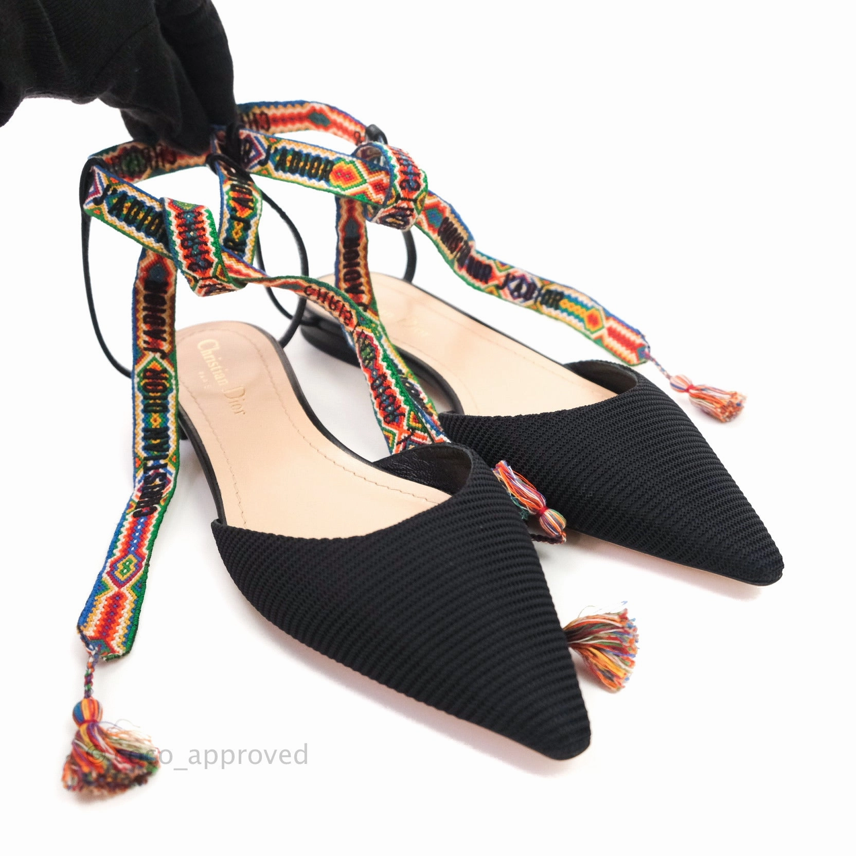 Christian Dior Fabric J'adior IT Flat 38 Black