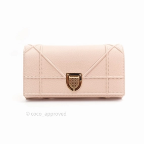 Christian Dior Grained Calfskin Diorama Croisiere Chain Wallet Rose Poudre