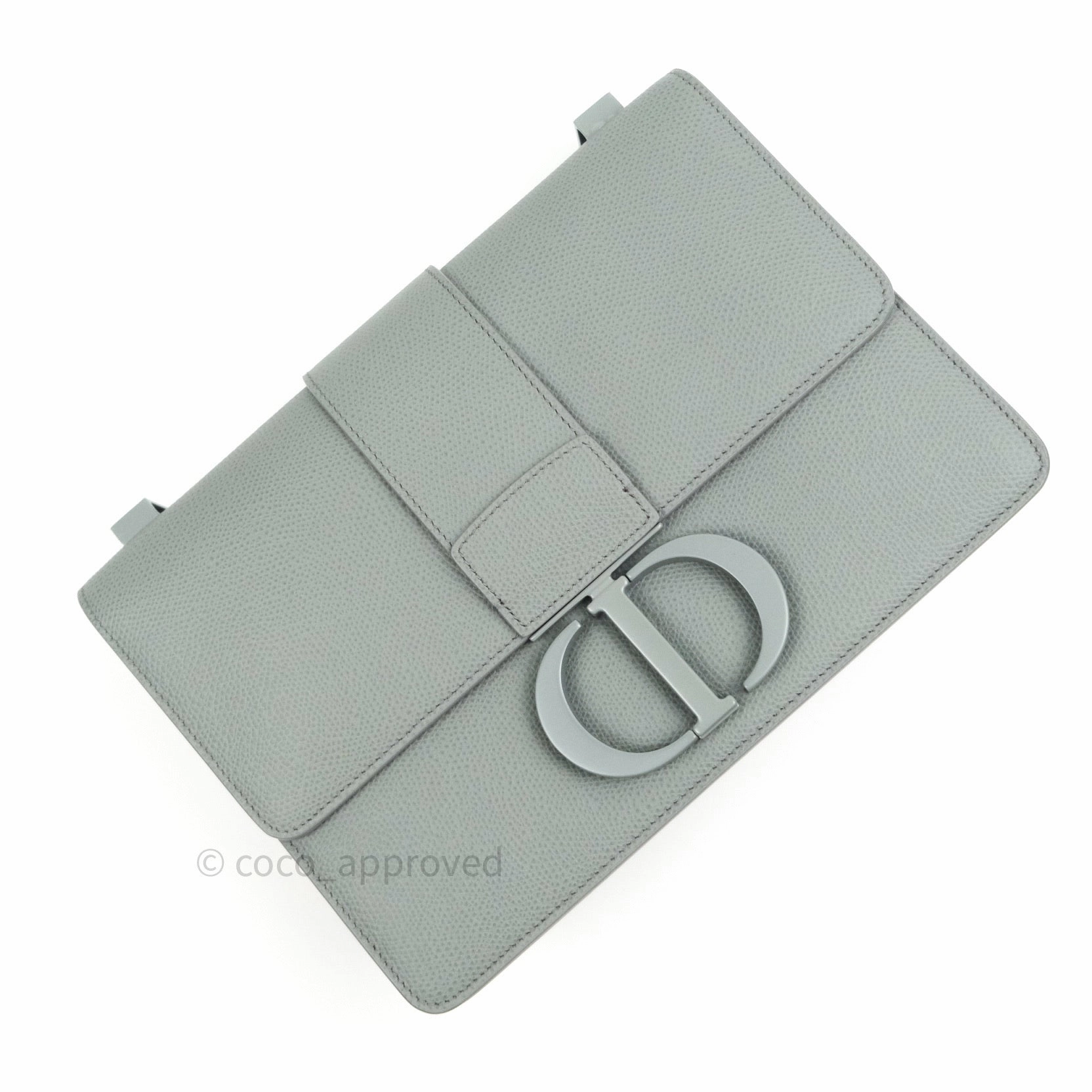Christian Dior Grained Calfskin Montaigne Flap 30 Ultramatte Gray