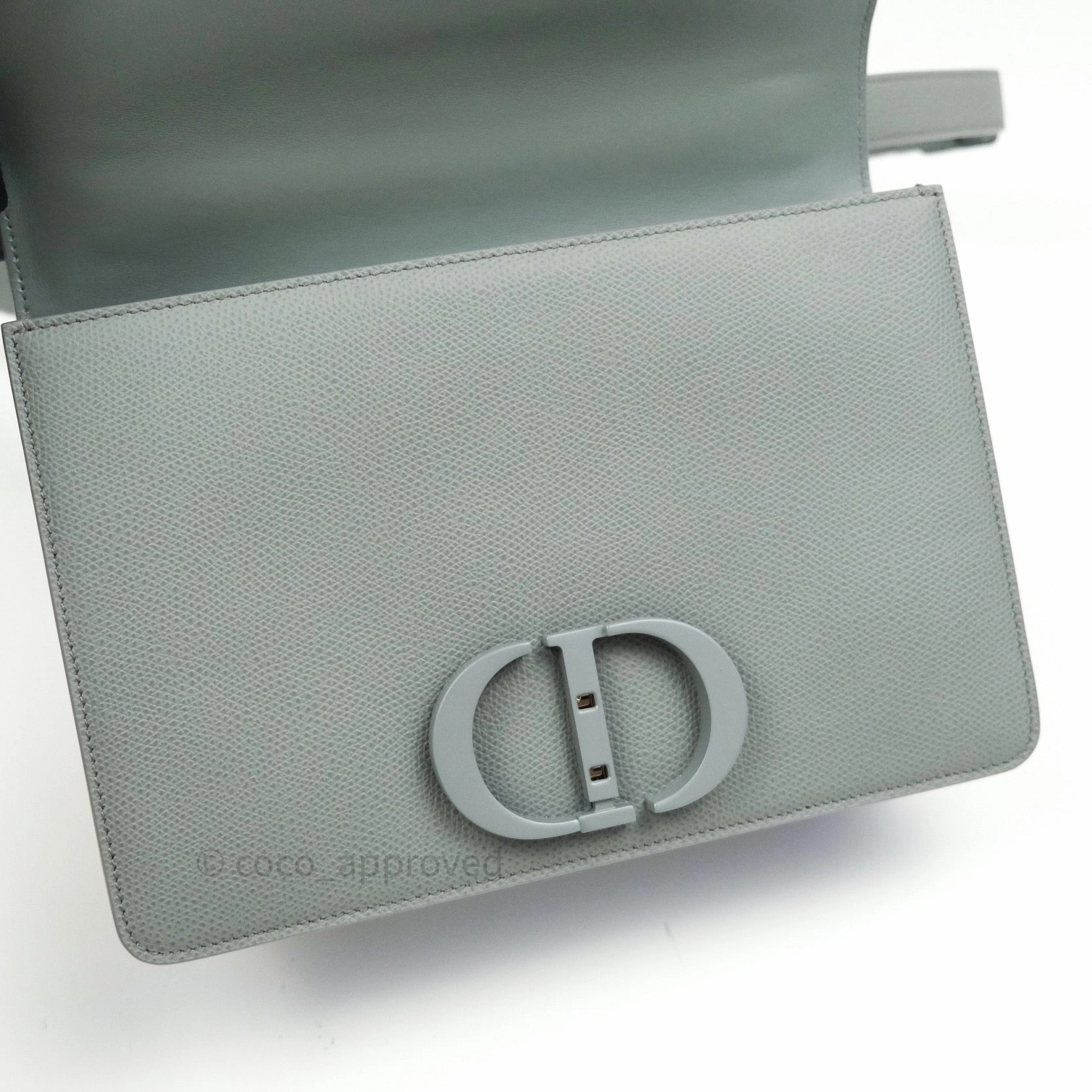 Christian Dior Grained Calfskin Montaigne Flap 30 Ultramatte Gray