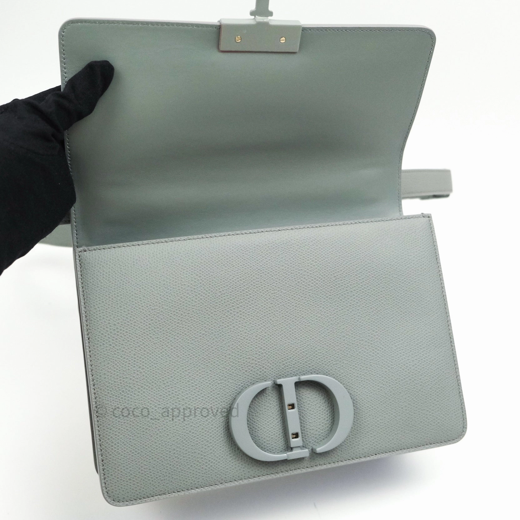 Christian Dior Grained Calfskin Montaigne Flap 30 Ultramatte Gray