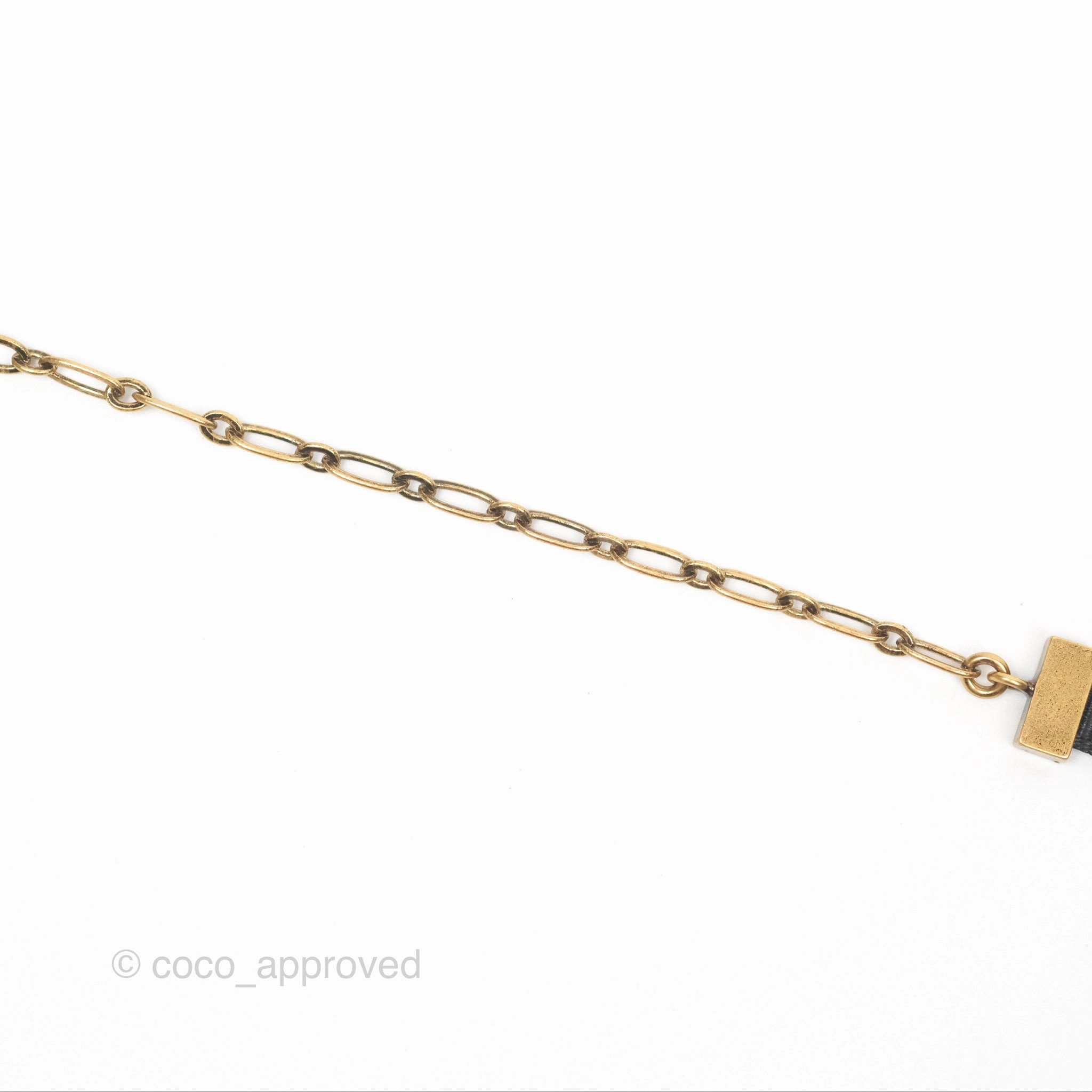 Christian Dior Grosgrain Ribbon Astrology Choker Aged Gold Hardware
