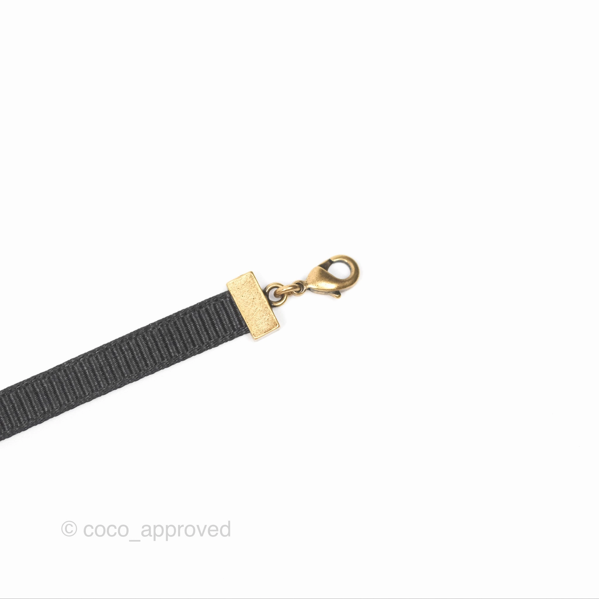 Christian Dior Grosgrain Ribbon Astrology Choker Aged Gold Hardware