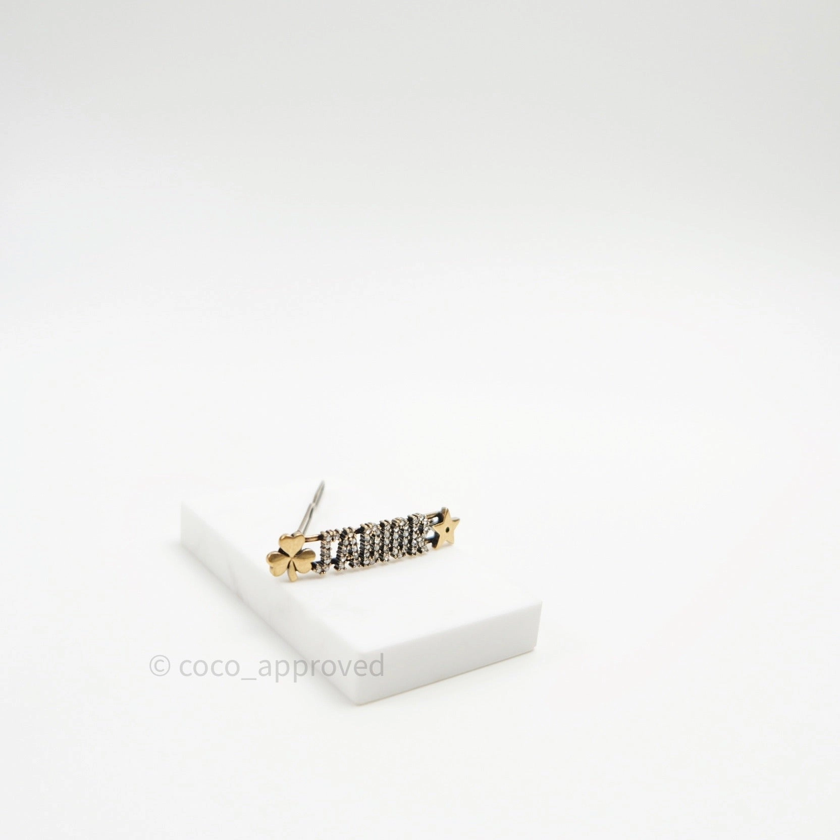 Christian Dior Hair Clip J'adior Clover Star Antique Gold