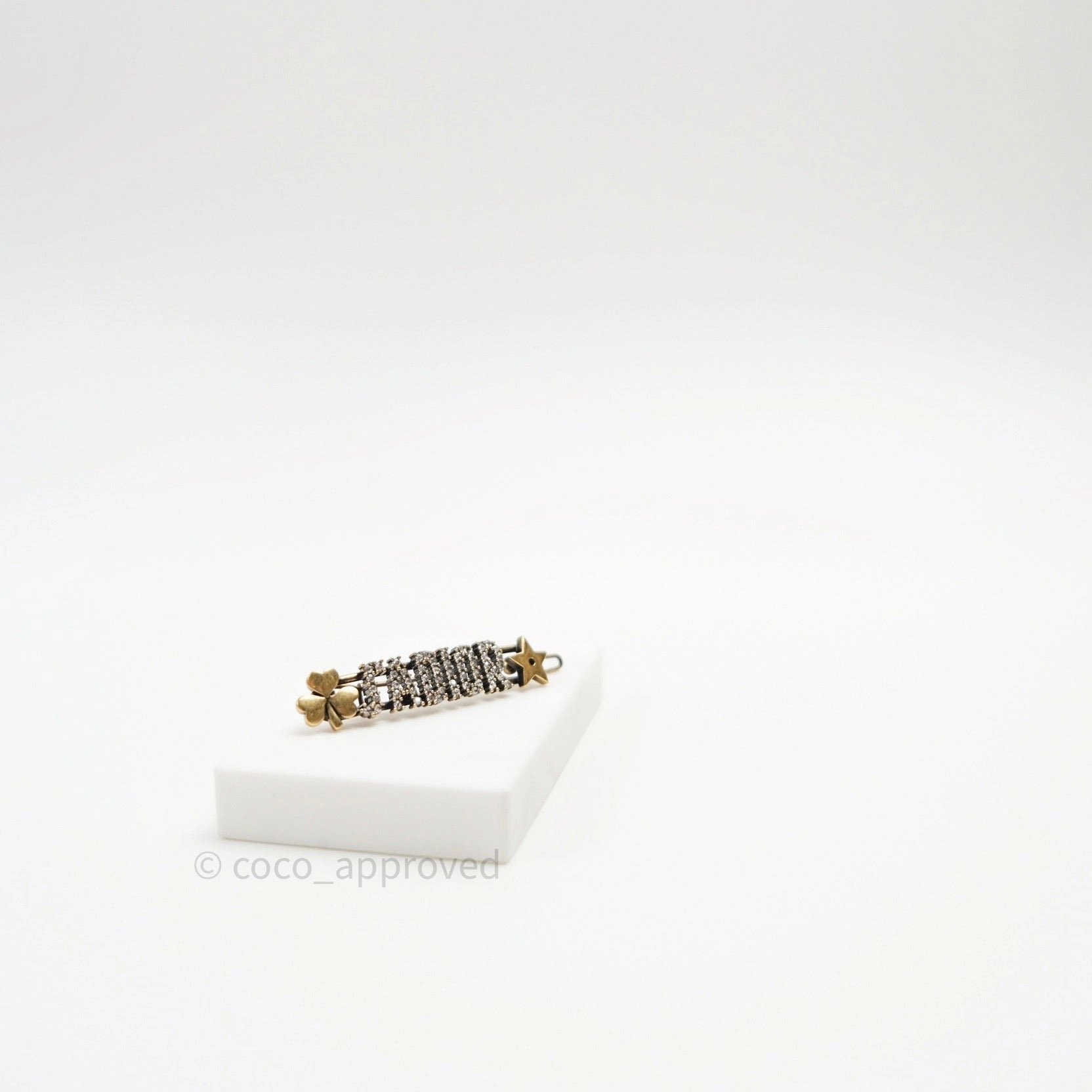 Christian Dior Hair Clip J'adior Clover Star Antique Gold